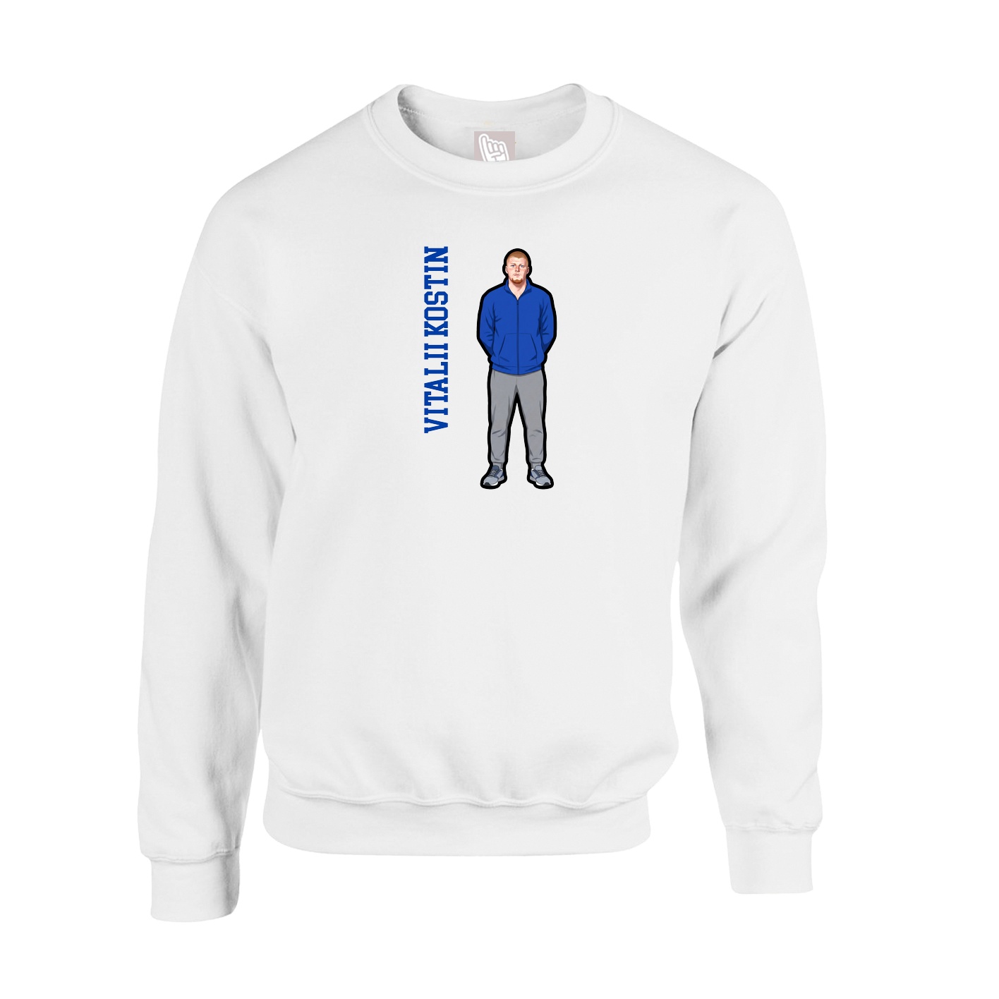 Fleece Crew — Name Vertical in White