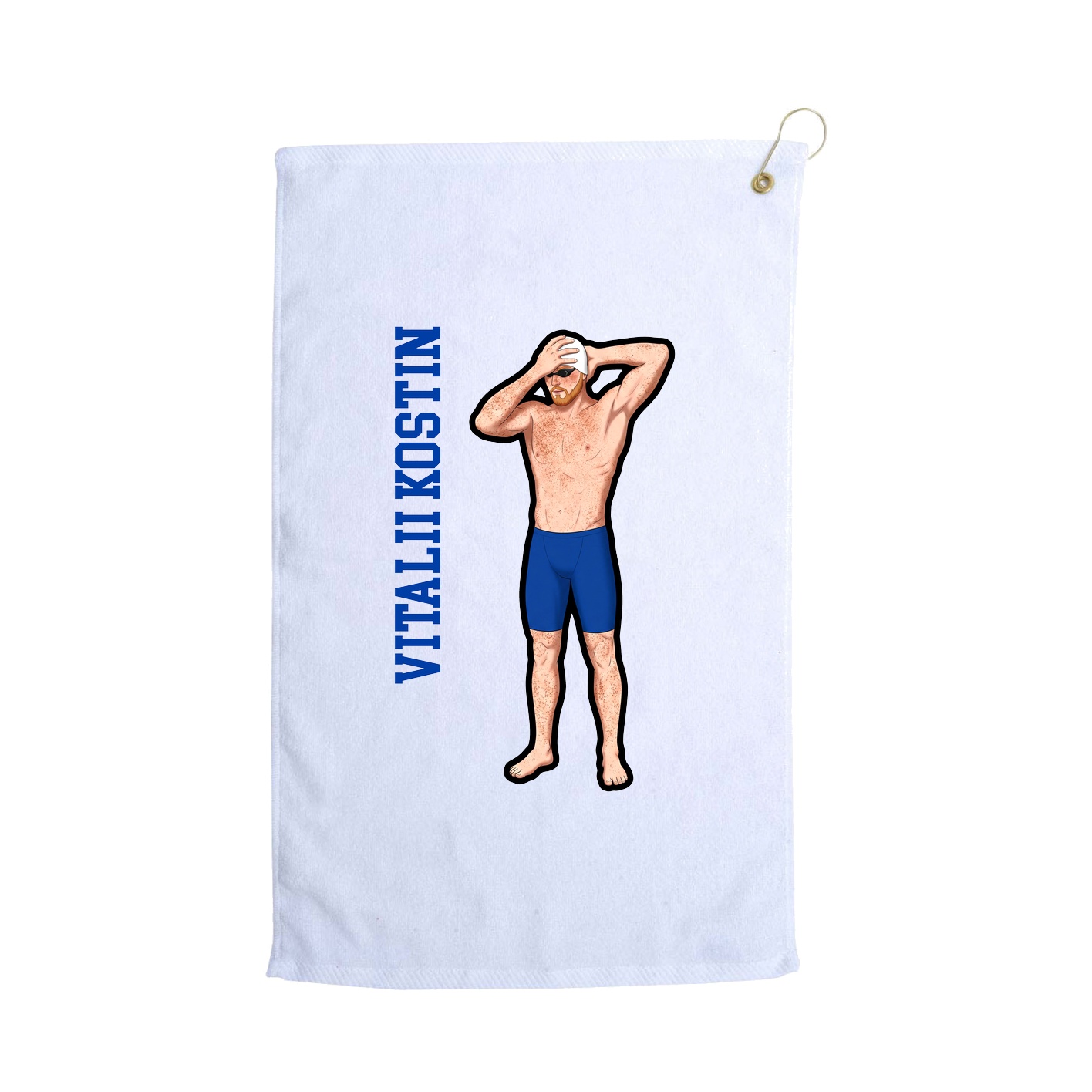 Golf Towel — Name Vertical in White
