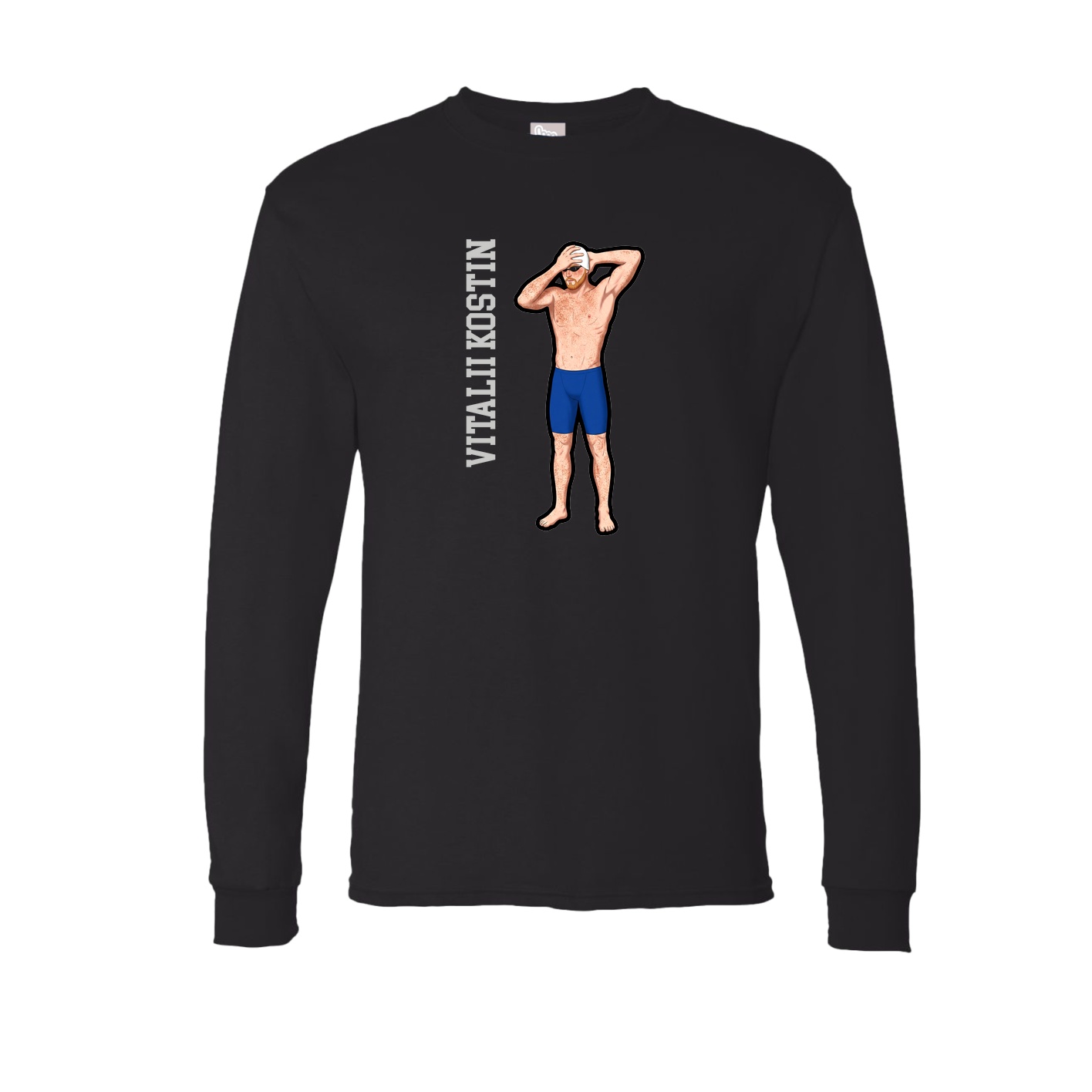 Long Sleeve Tee — Name Vertical in Black