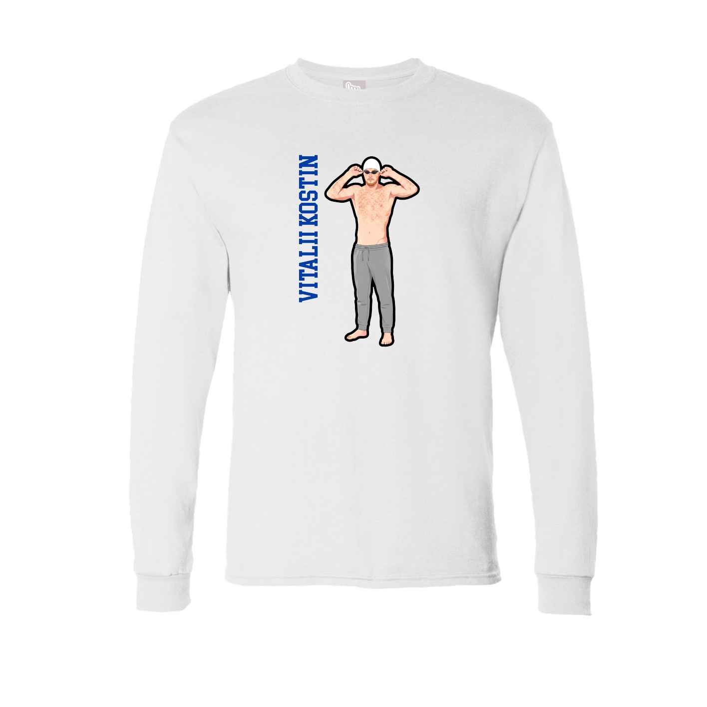 Long Sleeve Tee — Name Vertical in White