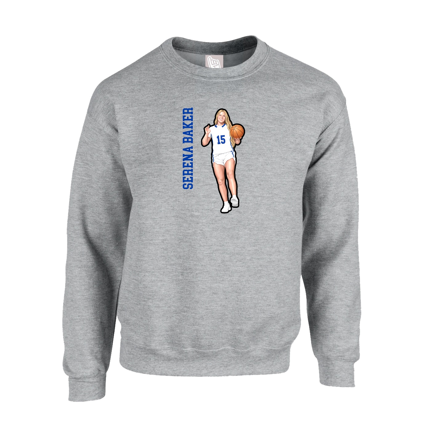 Fleece Crew — Name Vertical in Grey
