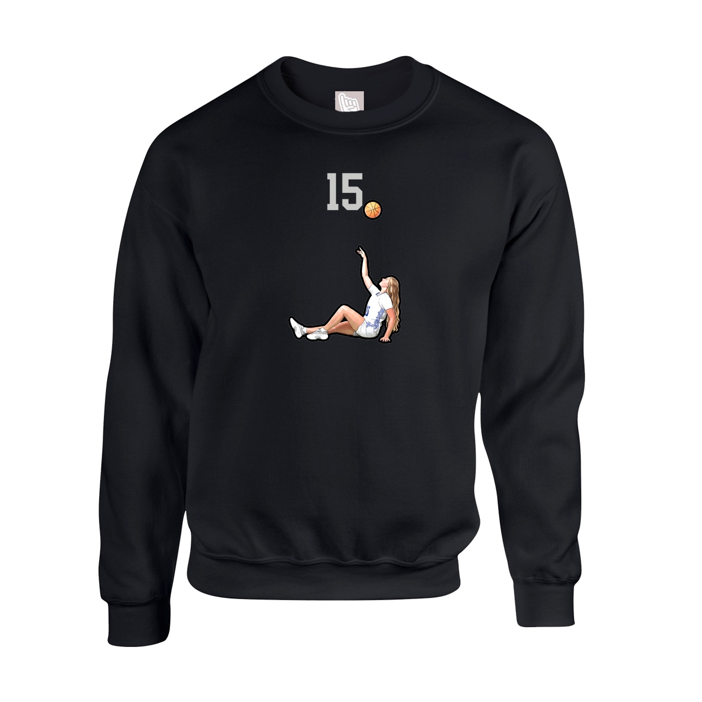 Fleece Crew — Number Top in Black