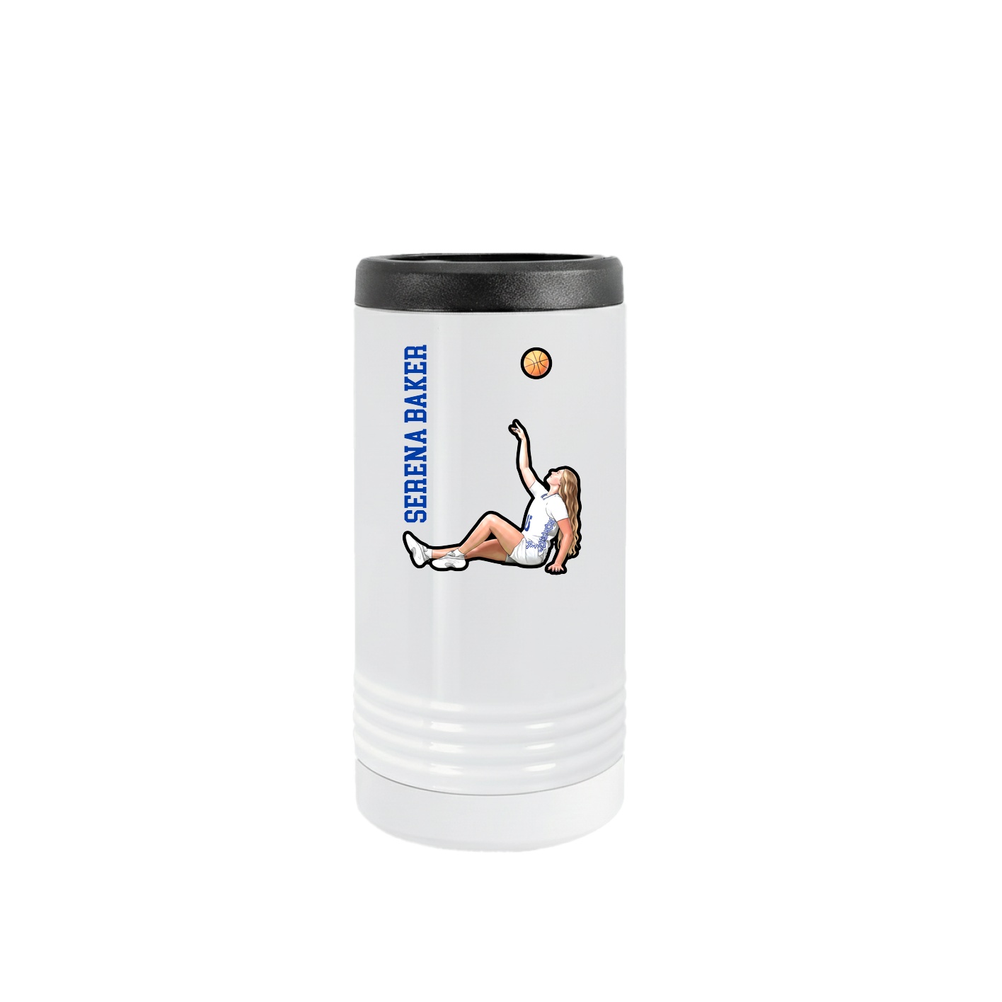 Slim Beverage Holder — Name Vertical in White