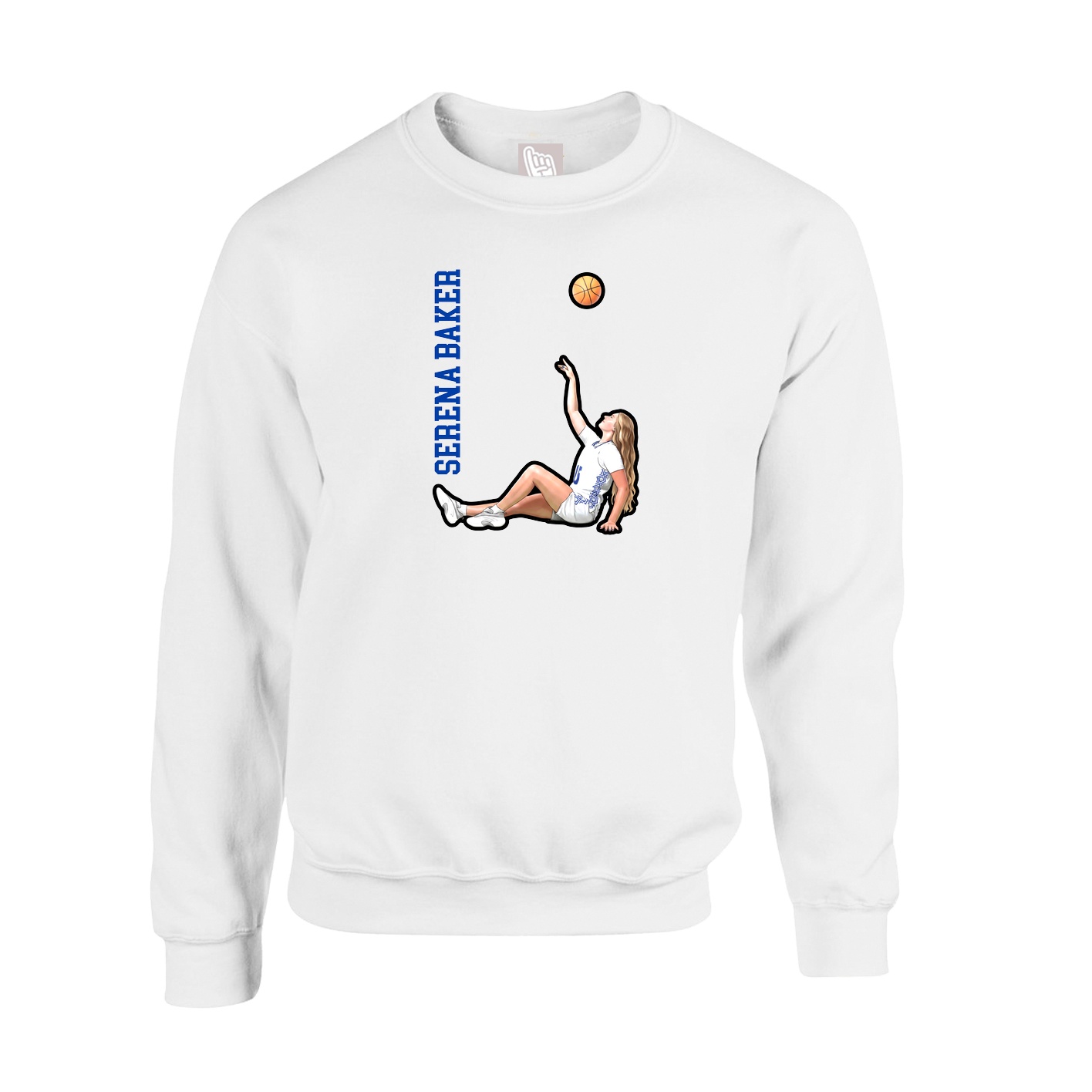 Fleece Crew — Name Vertical in White