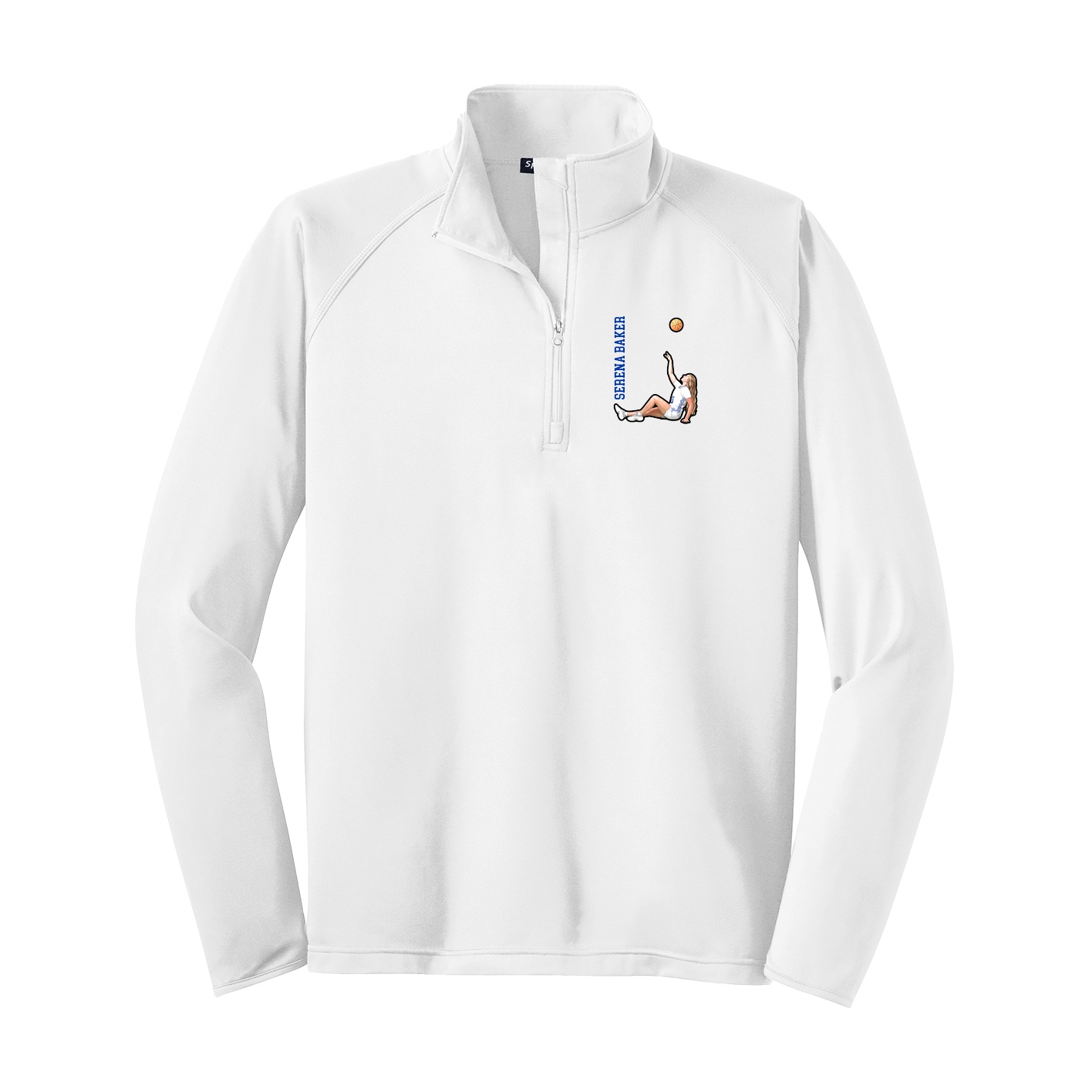 Q-Zip Pullover — Name Vertical in White