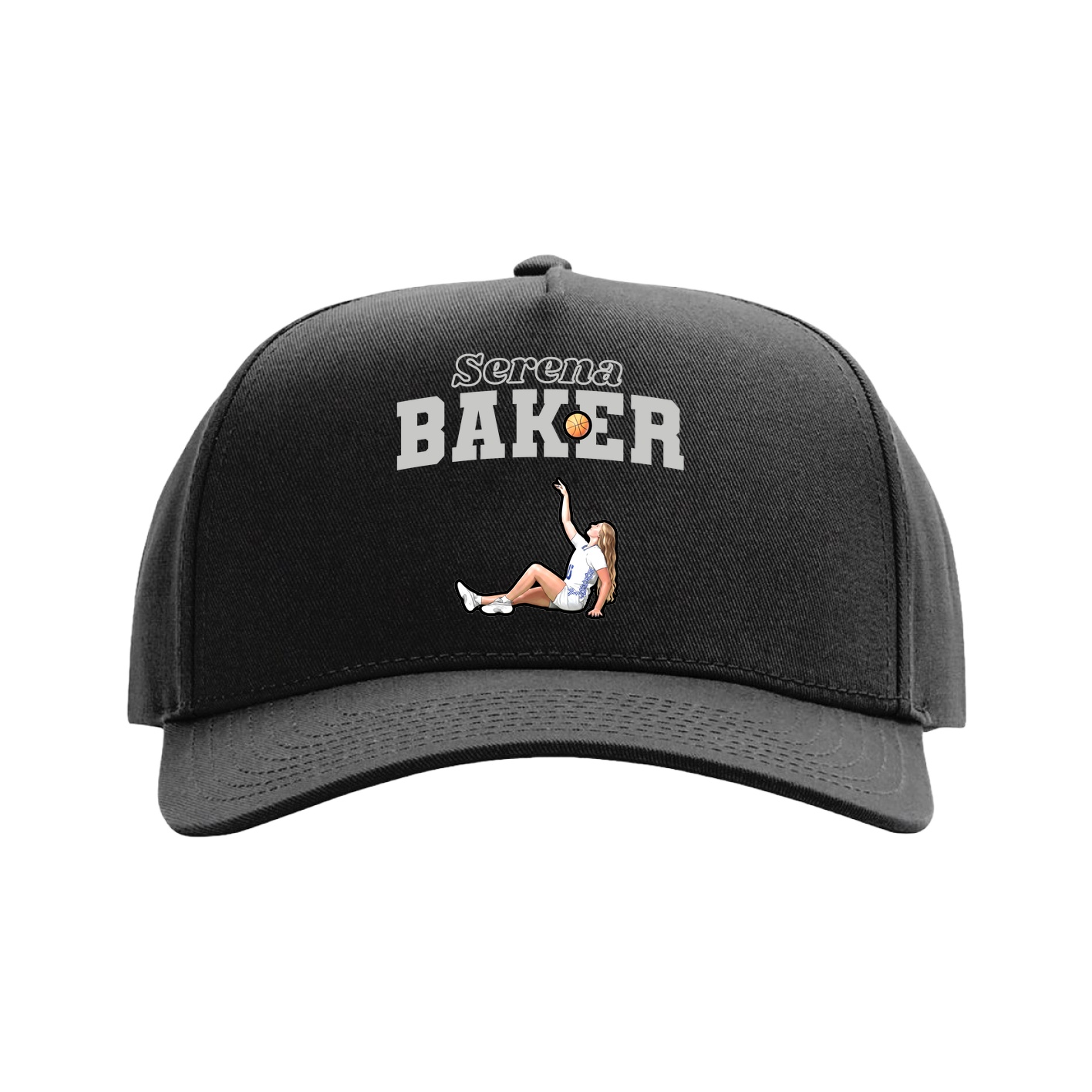 Full Fabric Five-Panel Champ Cap — Name Arch in Black