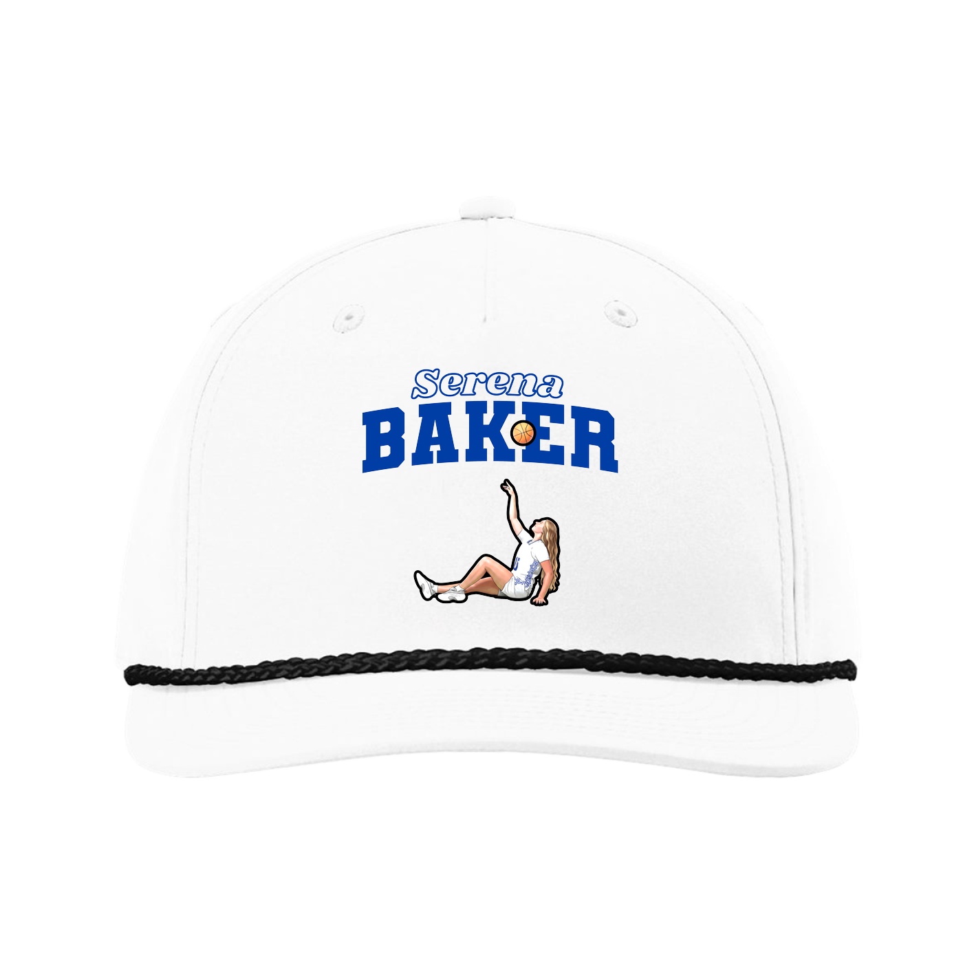 Five-Panel Classic Rope Cap — Name Arch in White