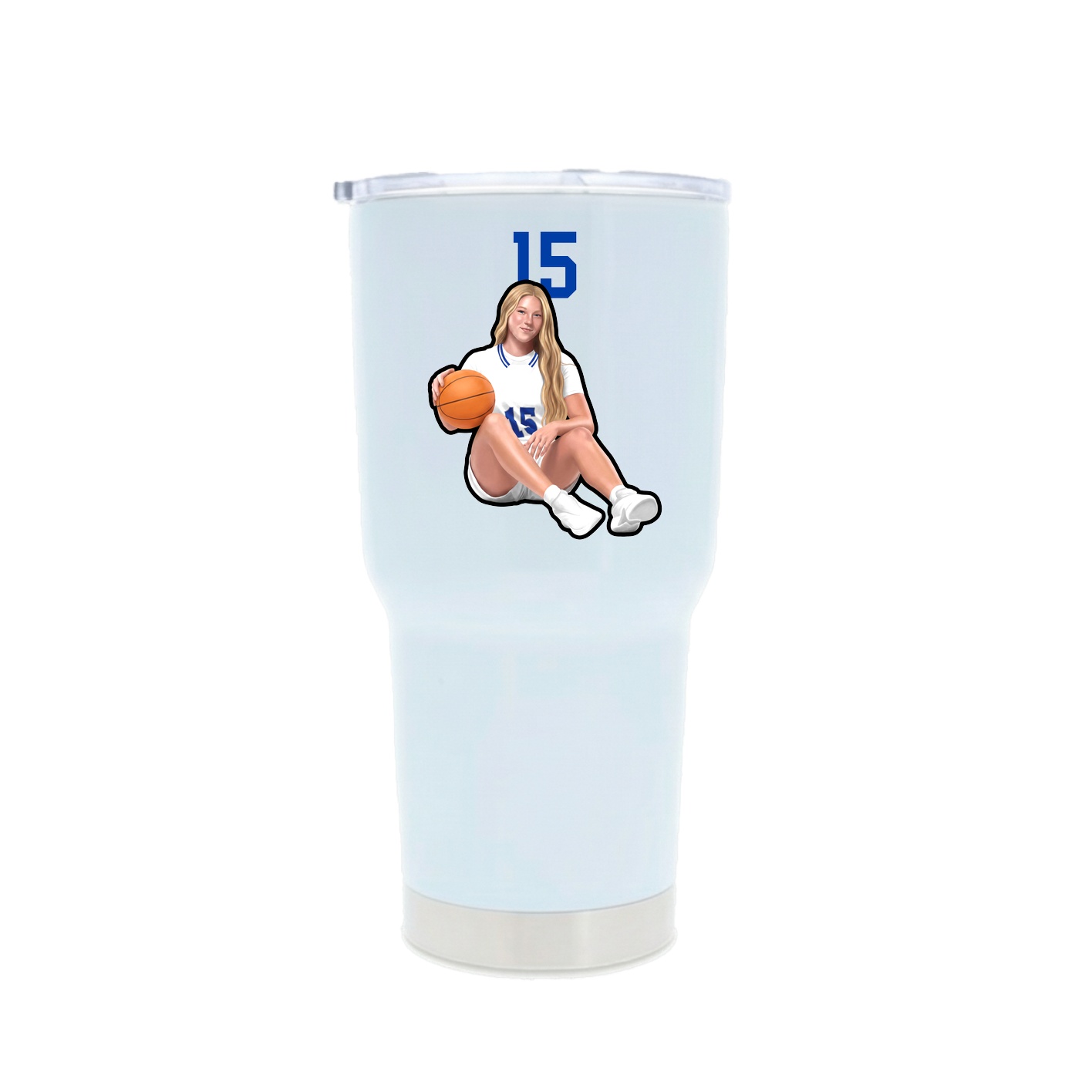 30oz Stainless Steel Tumbler — Number Top in White