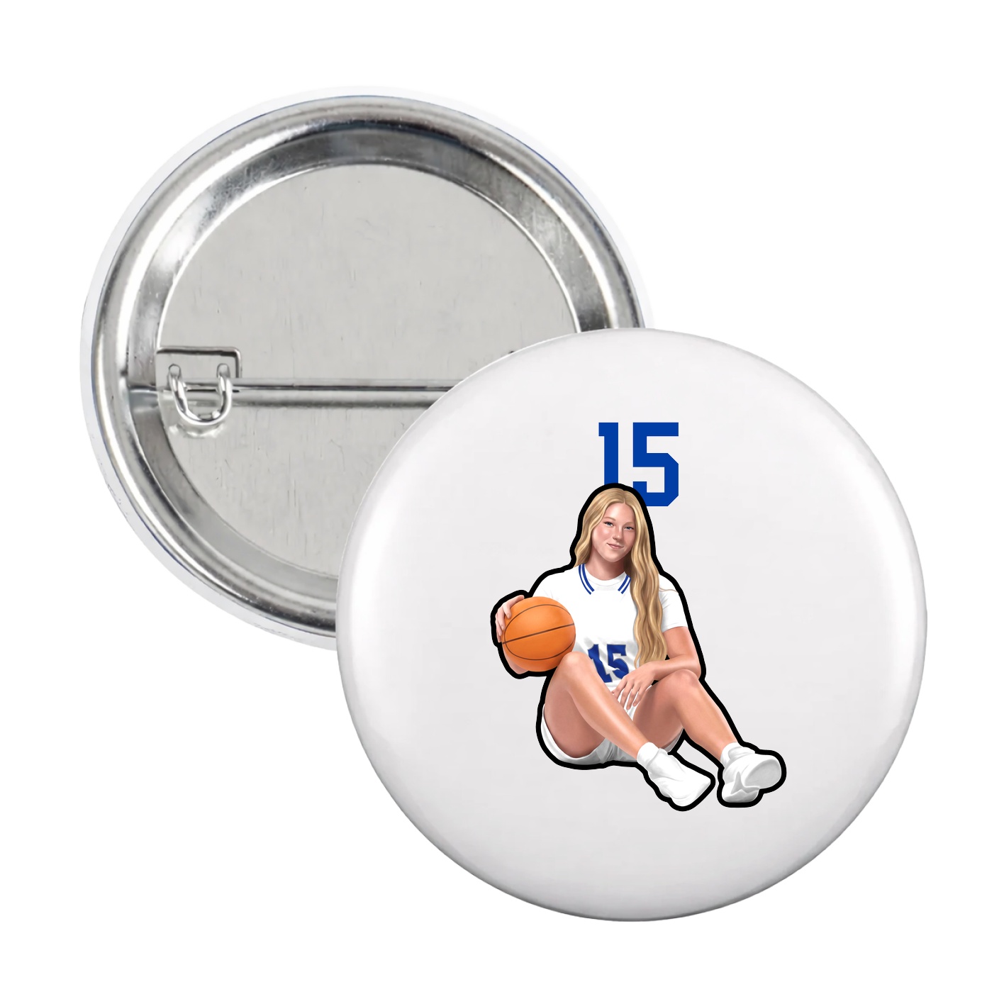 Game Day Button — Number Top in White