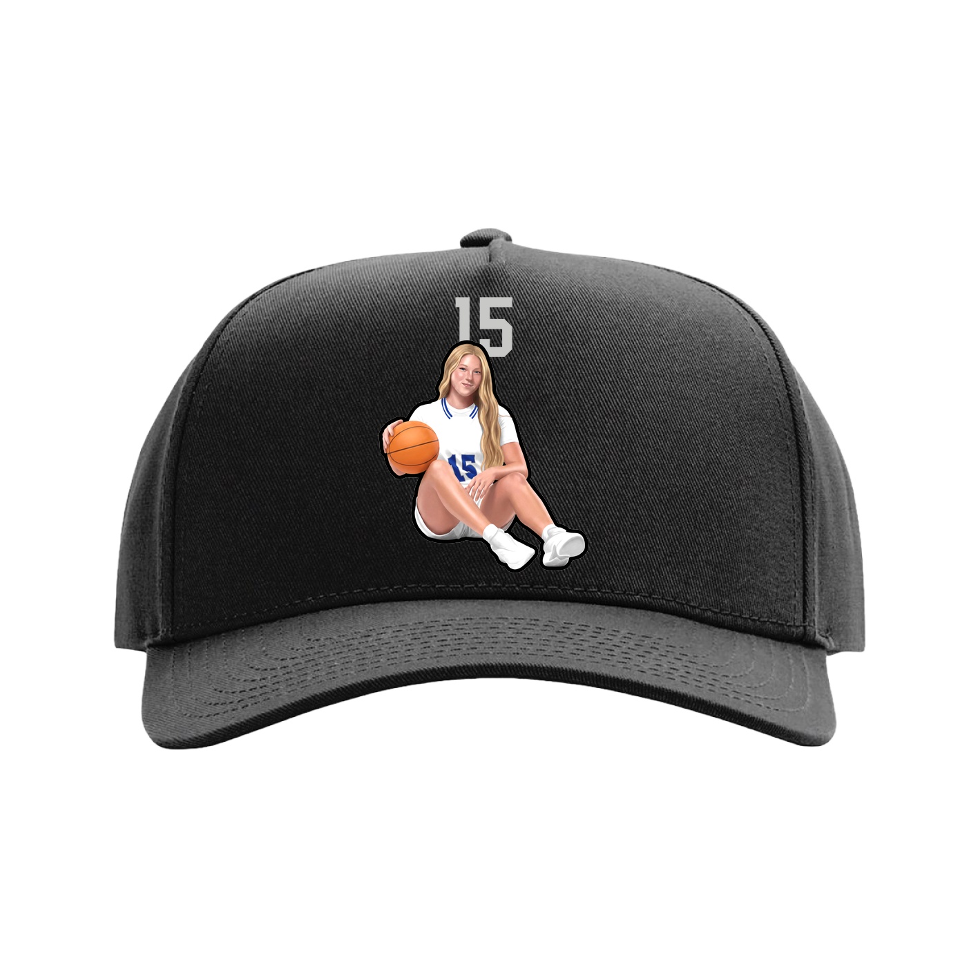Full Fabric Five-Panel Champ Cap — Number Top in Black