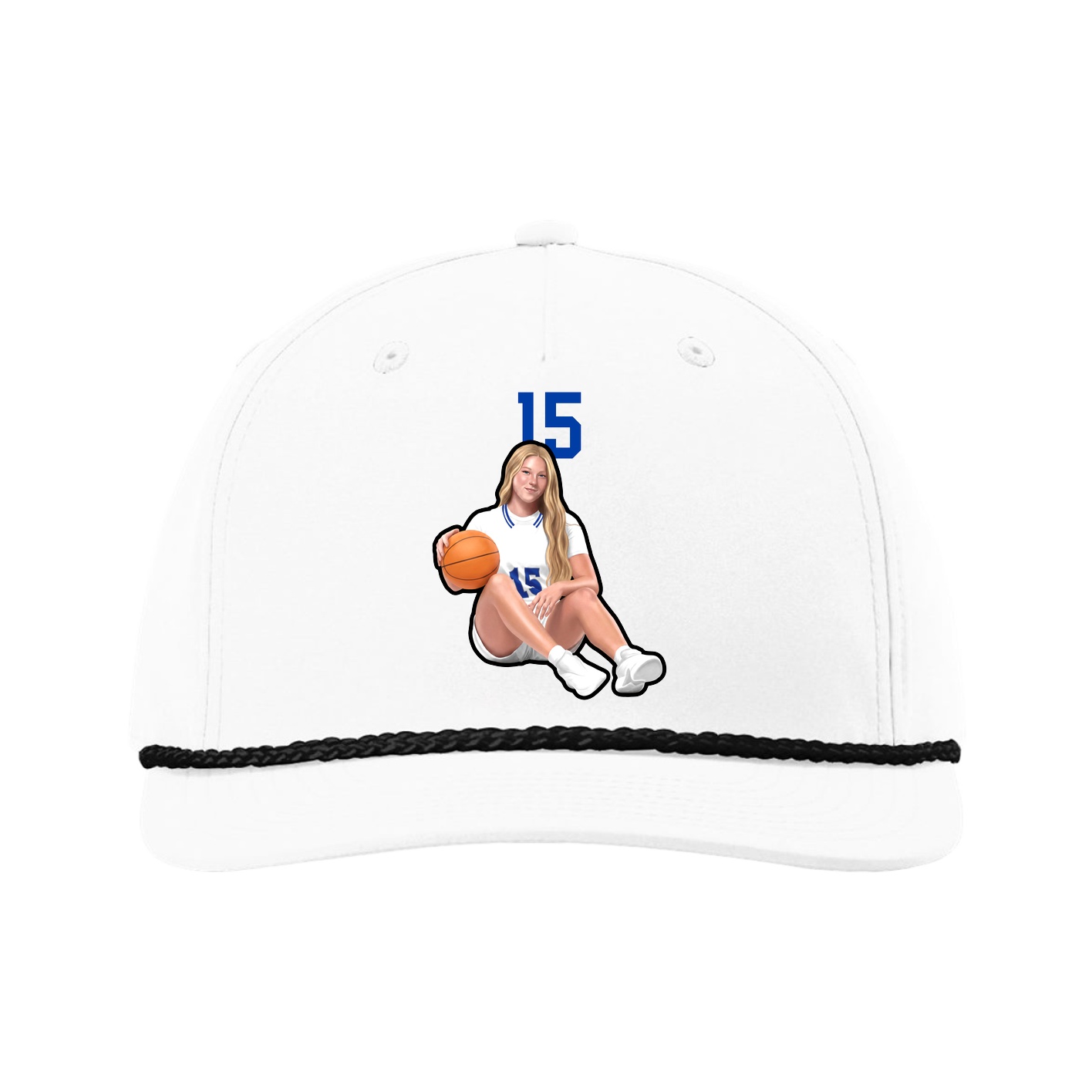 Five-Panel Classic Rope Cap — Number Top in White