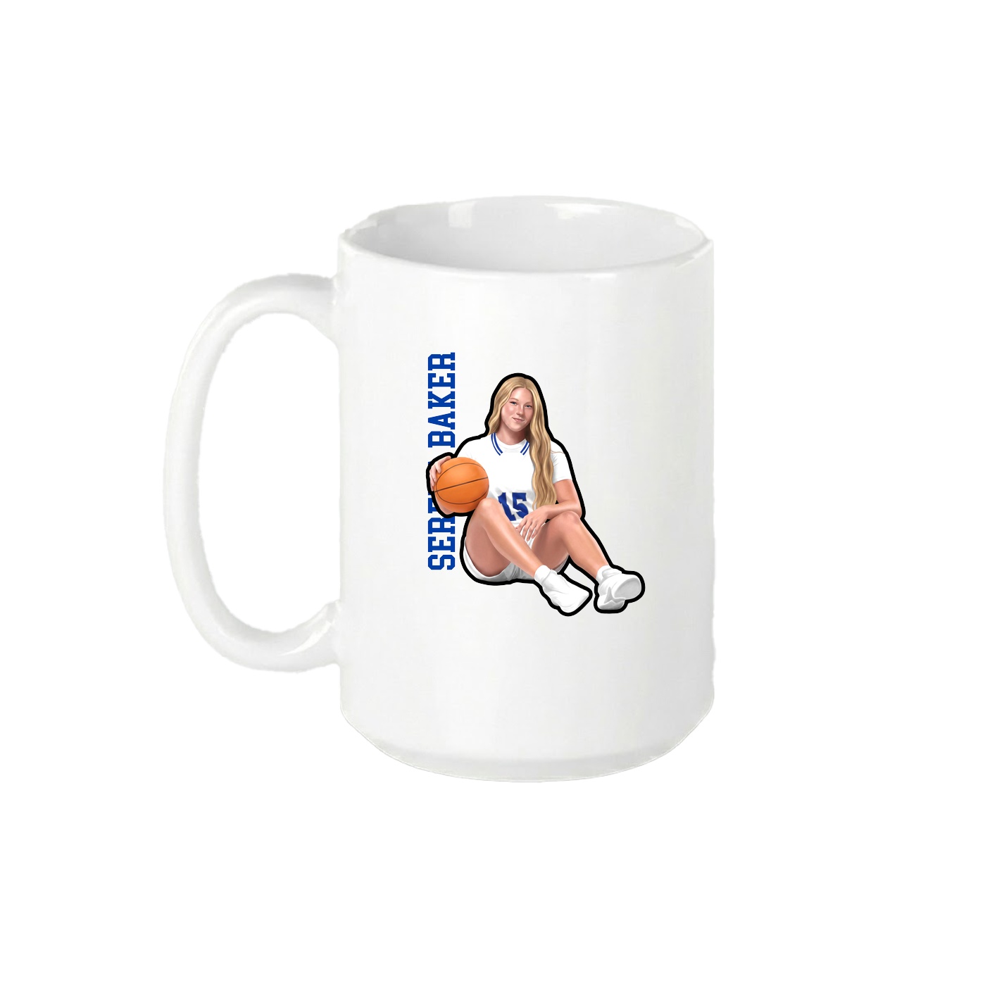 15oz Coffee Mug — Name Vertical in White