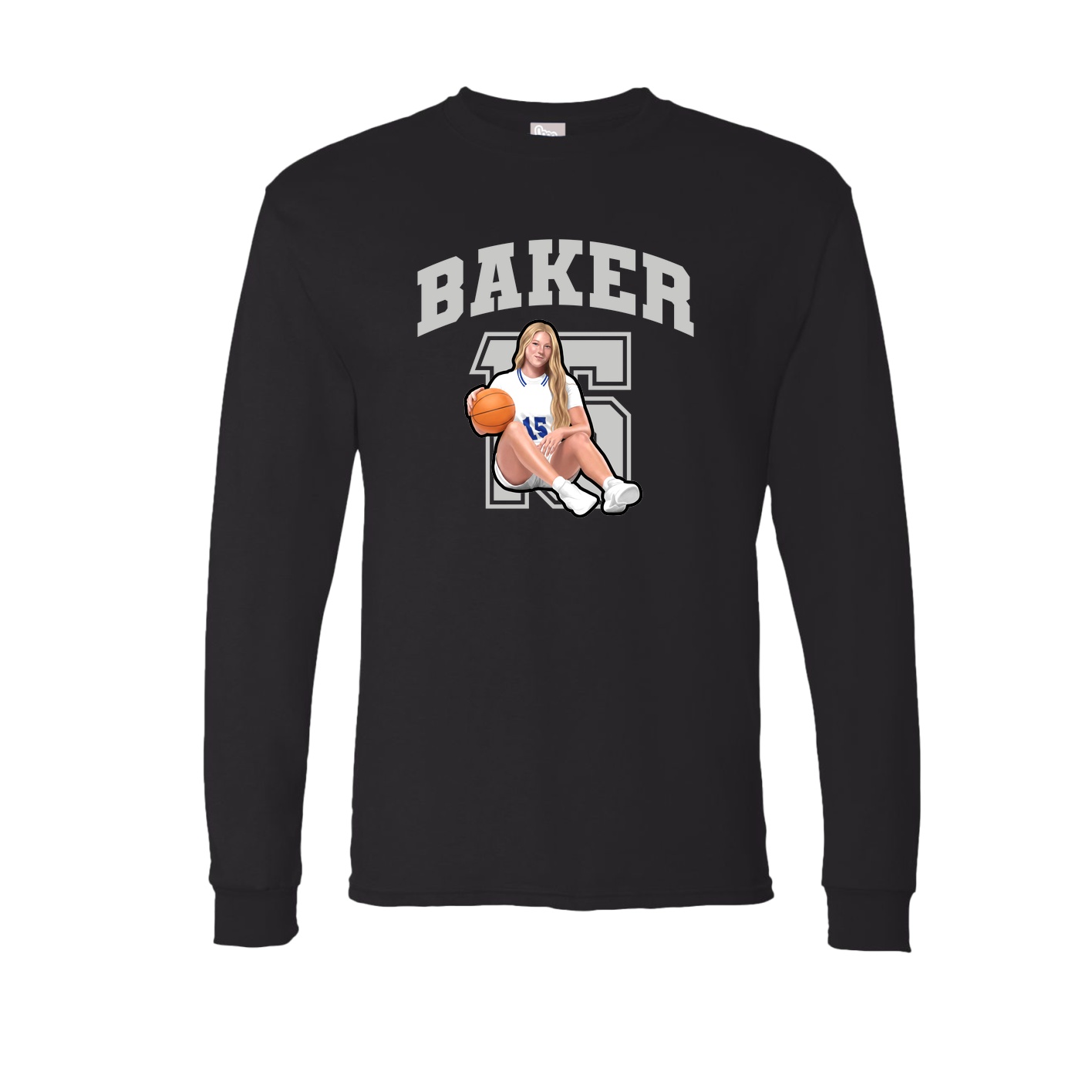 Long Sleeve Tee — Number in Black