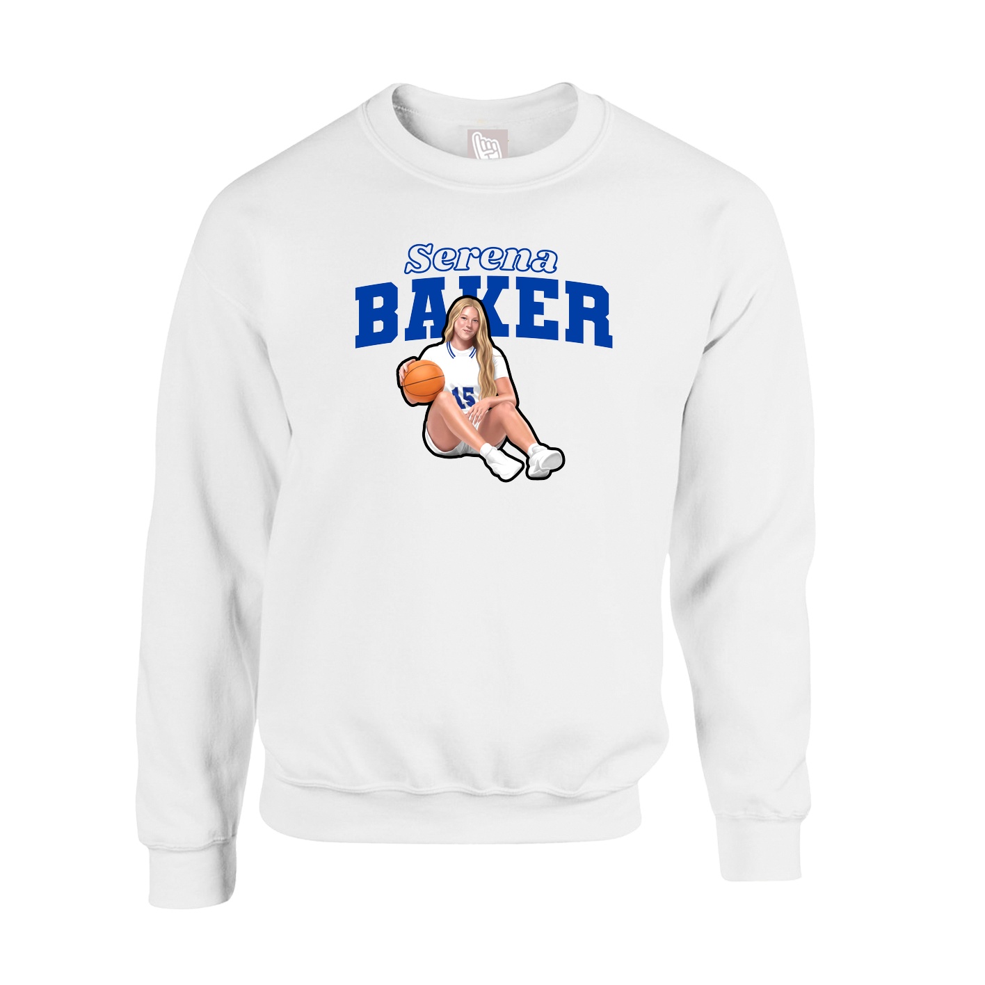Fleece Crew — Name Arch in White