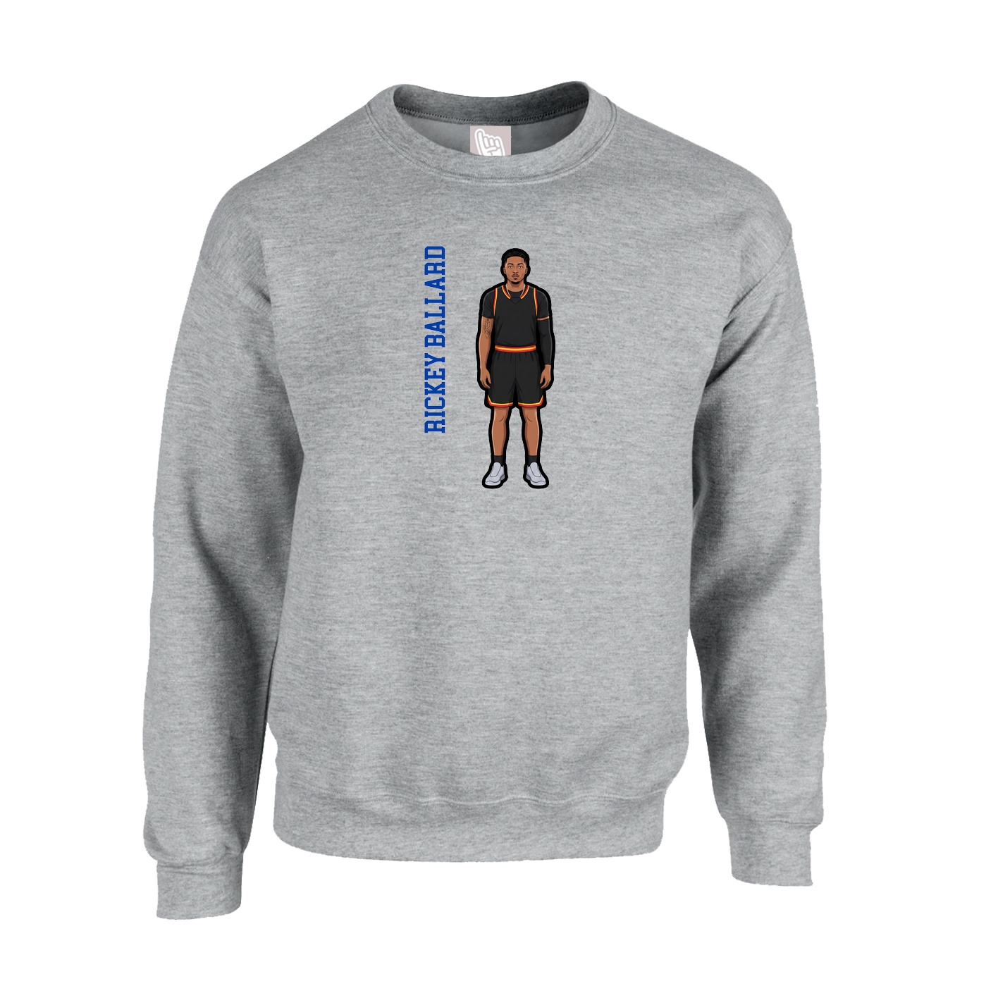 Fleece Crew — Name Vertical in Grey