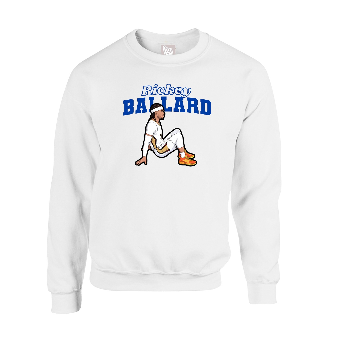 Fleece Crew — Name Arch in White