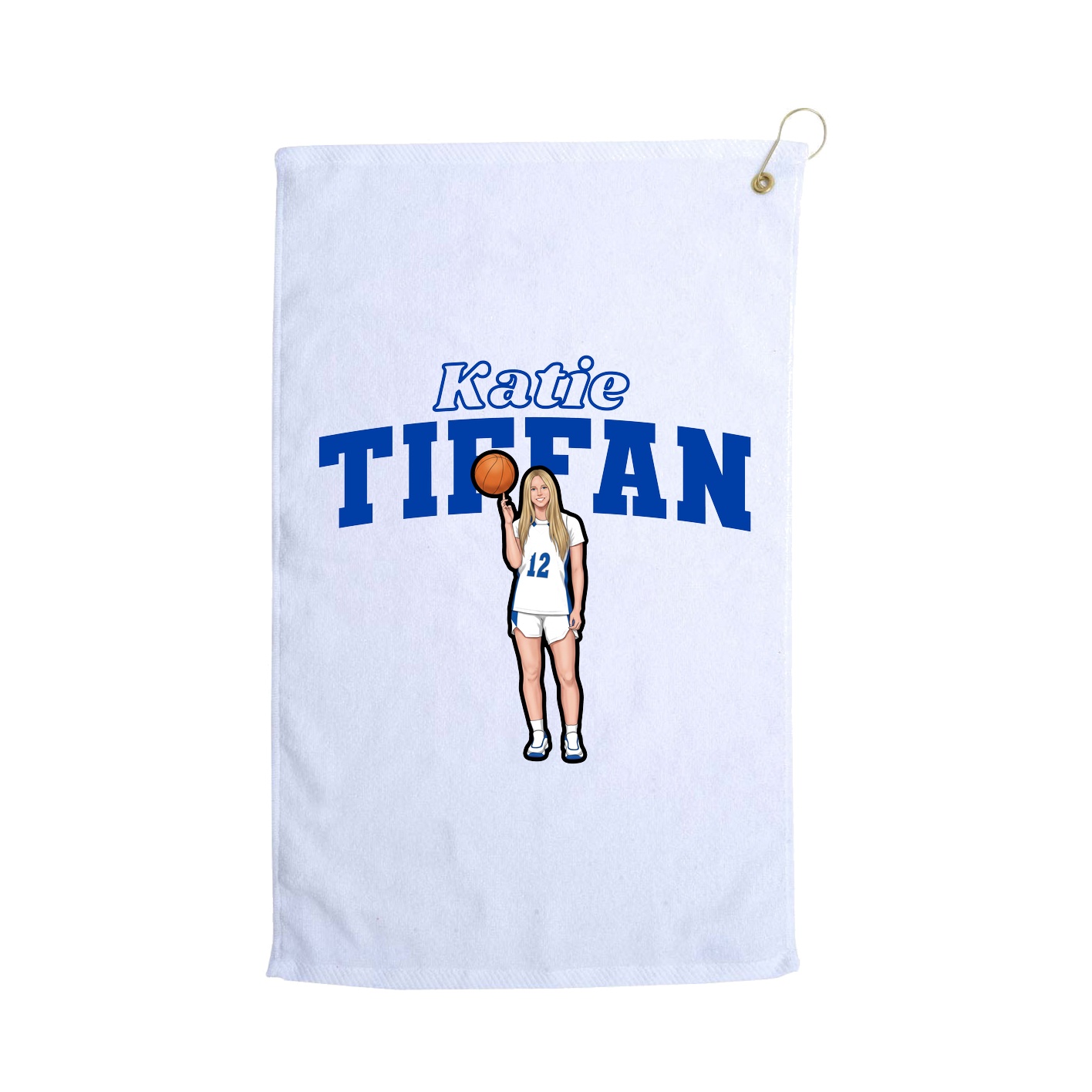 Golf Towel — Name Arch in White