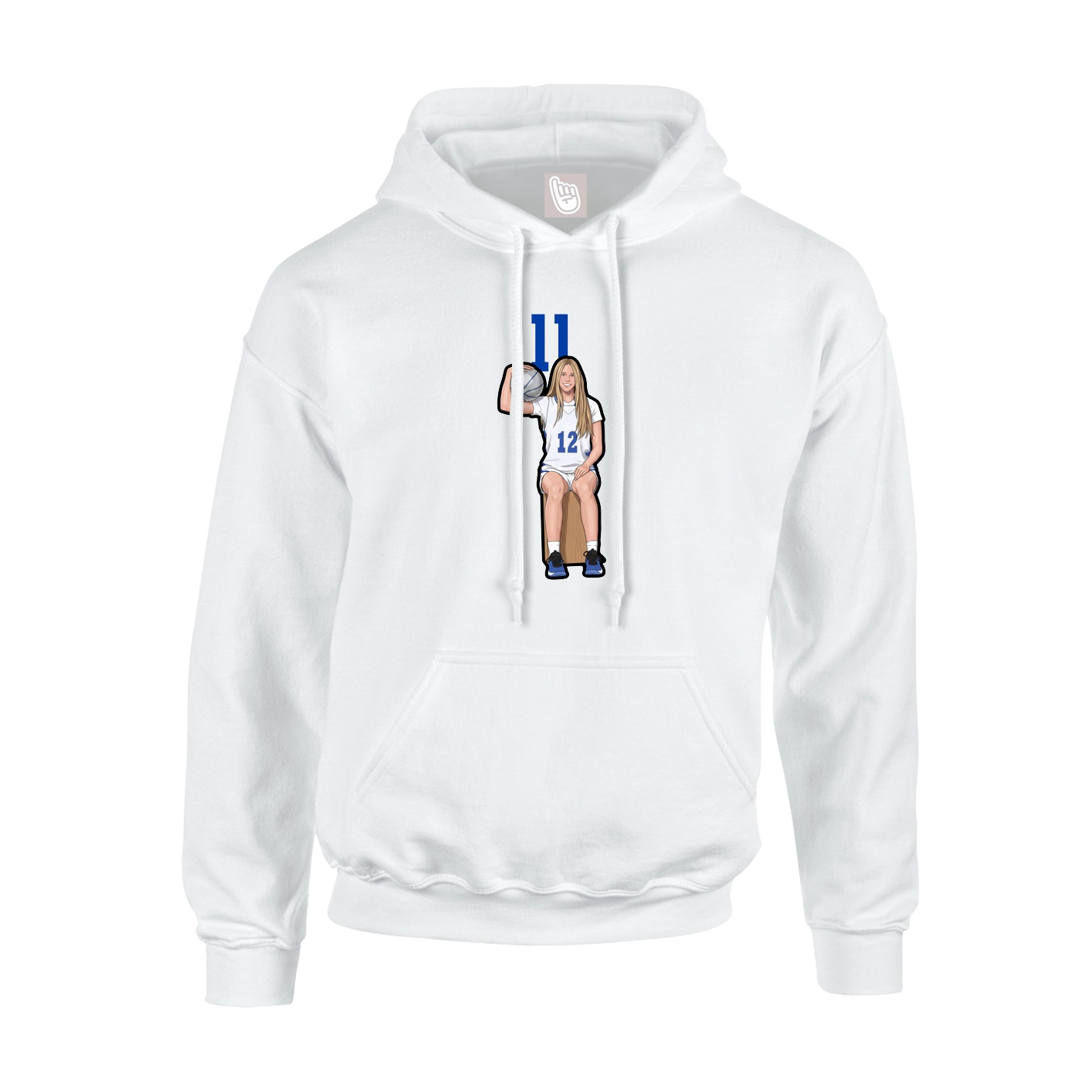 Youth Hoodie — Number Top in White
