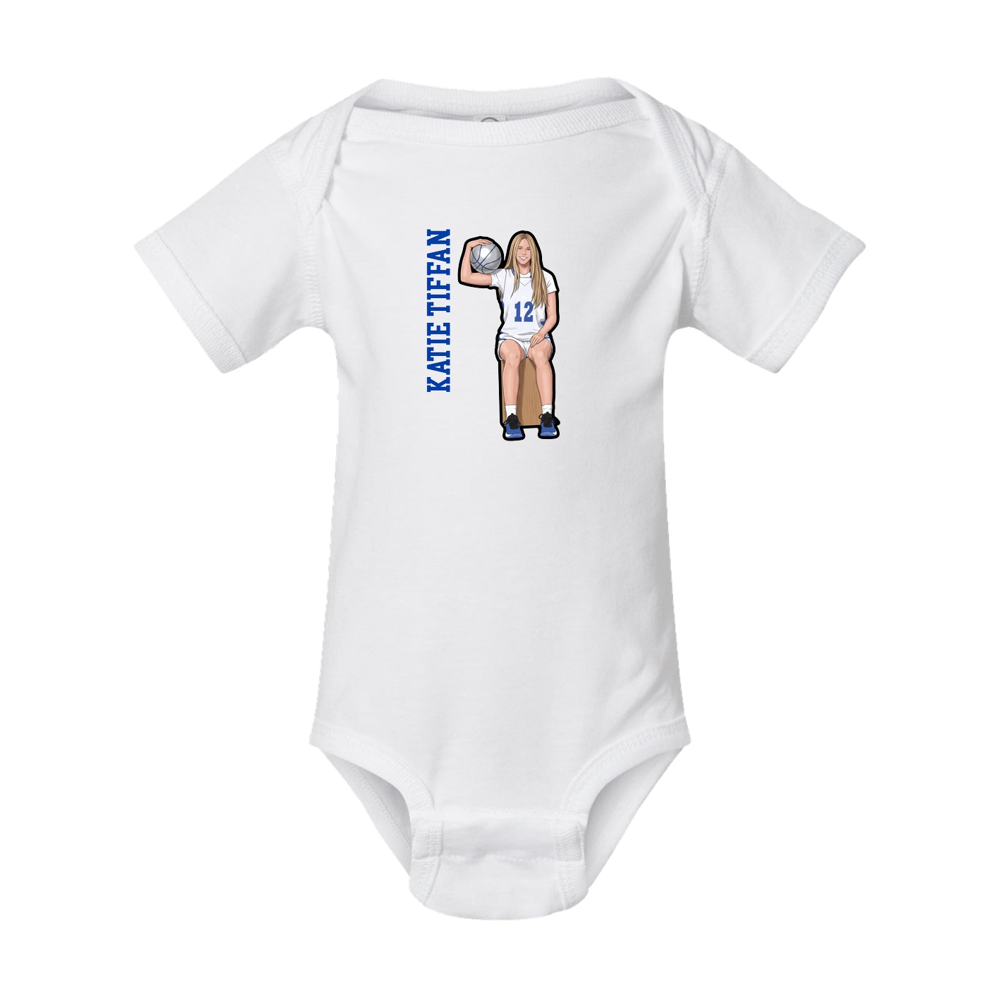 Baby Onesie — Name Vertical in White