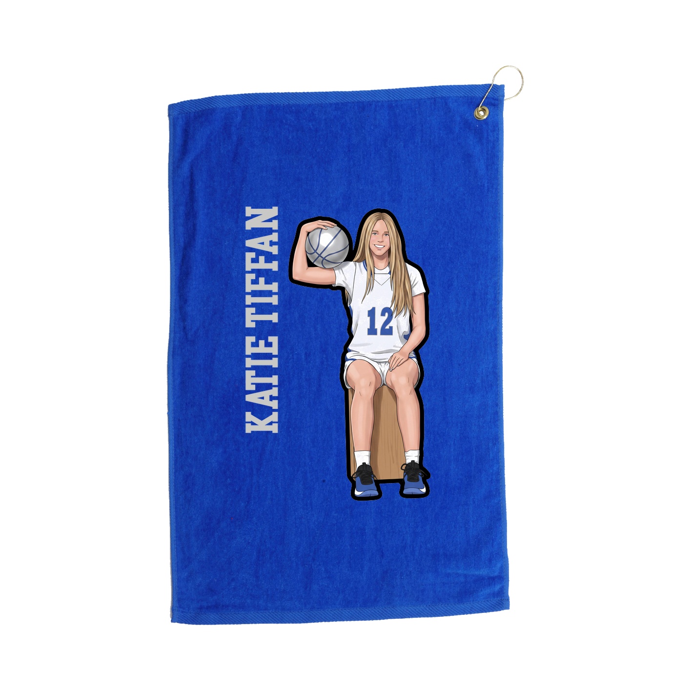 Golf Towel — Name Vertical in Royal