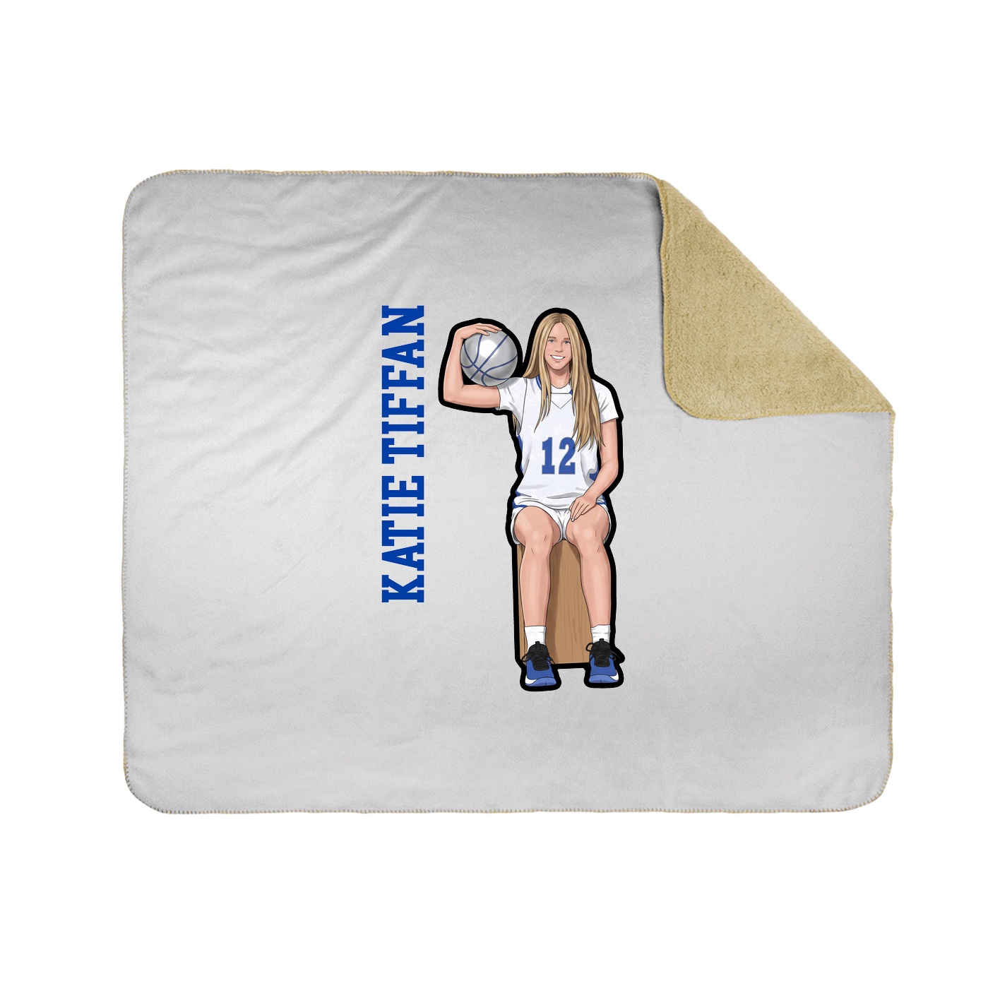 Throw Blanket — Name Vertical in White