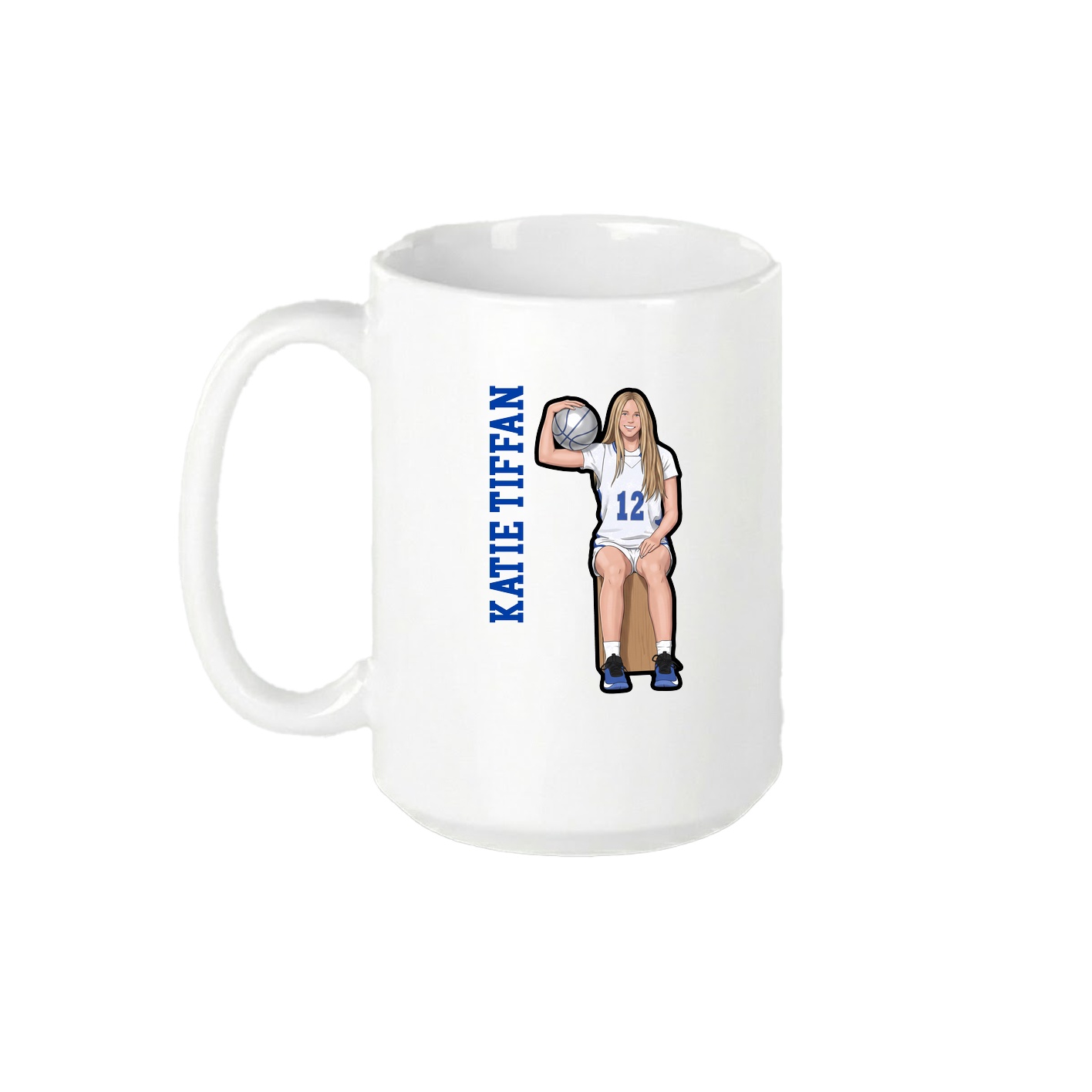 15oz Coffee Mug — Name Vertical in White
