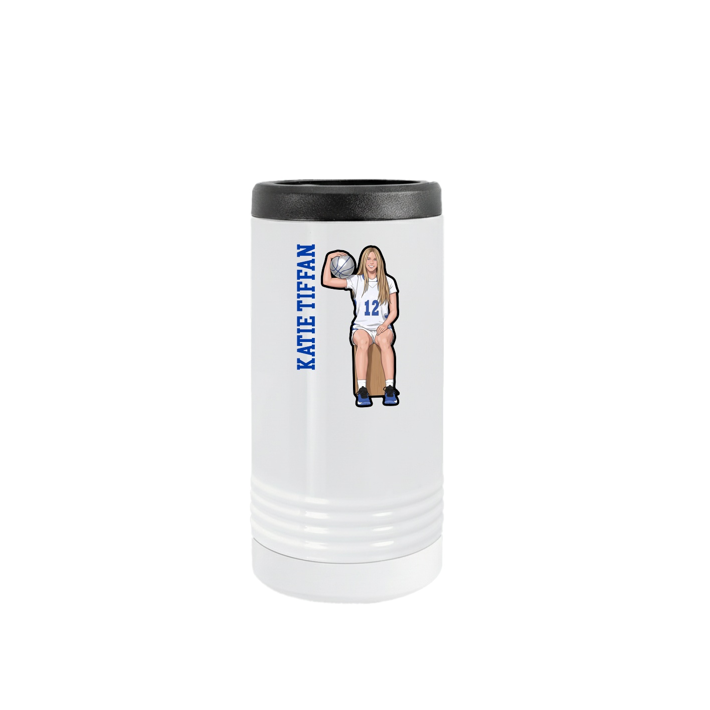 Slim Beverage Holder — Name Vertical in White