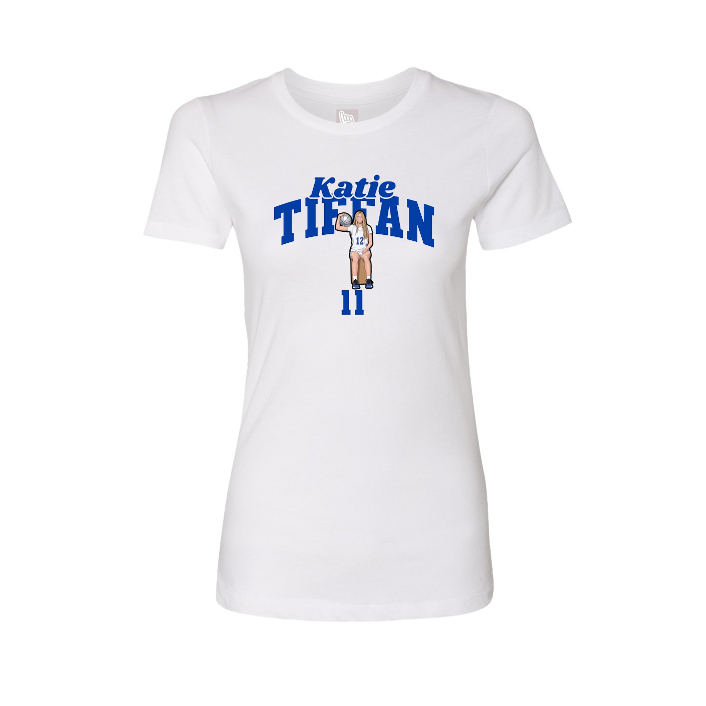 Fitted Women's Tee — Signature Arch in White