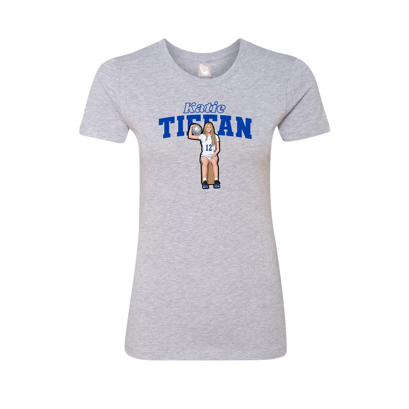 Fitted Women's Tee — Name Arch in Grey
