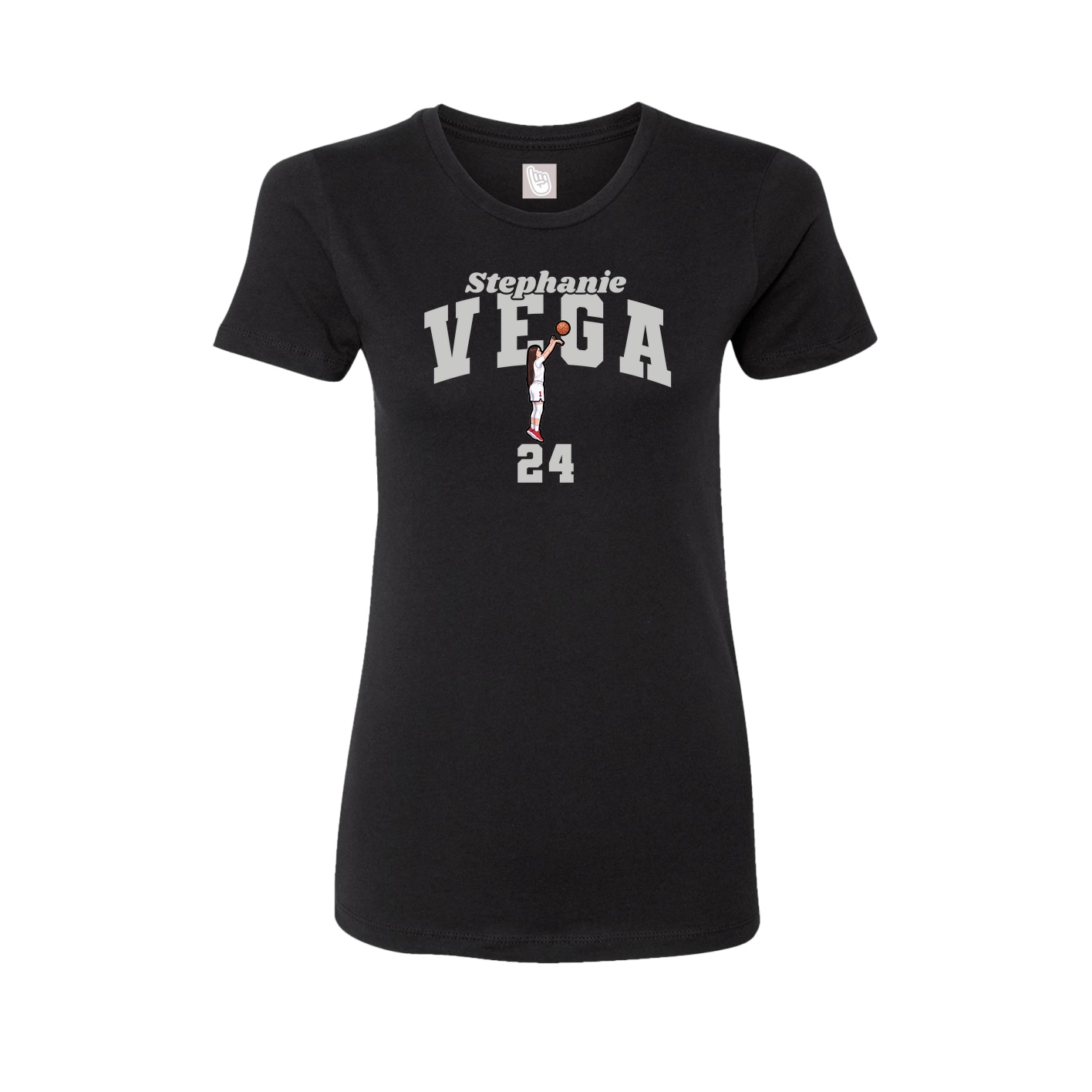 Fitted Women's Tee — Signature Arch in Black