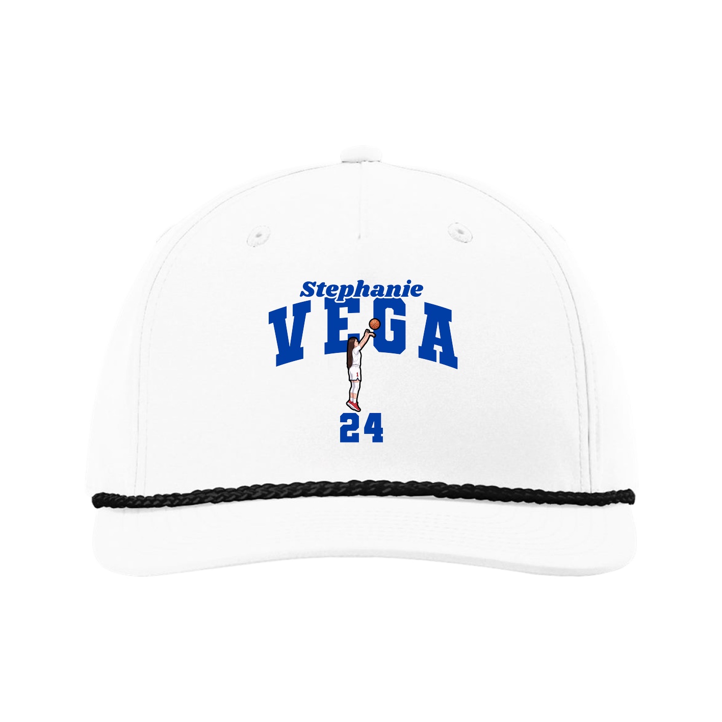 Five-Panel Classic Rope Cap — Signature Arch in White