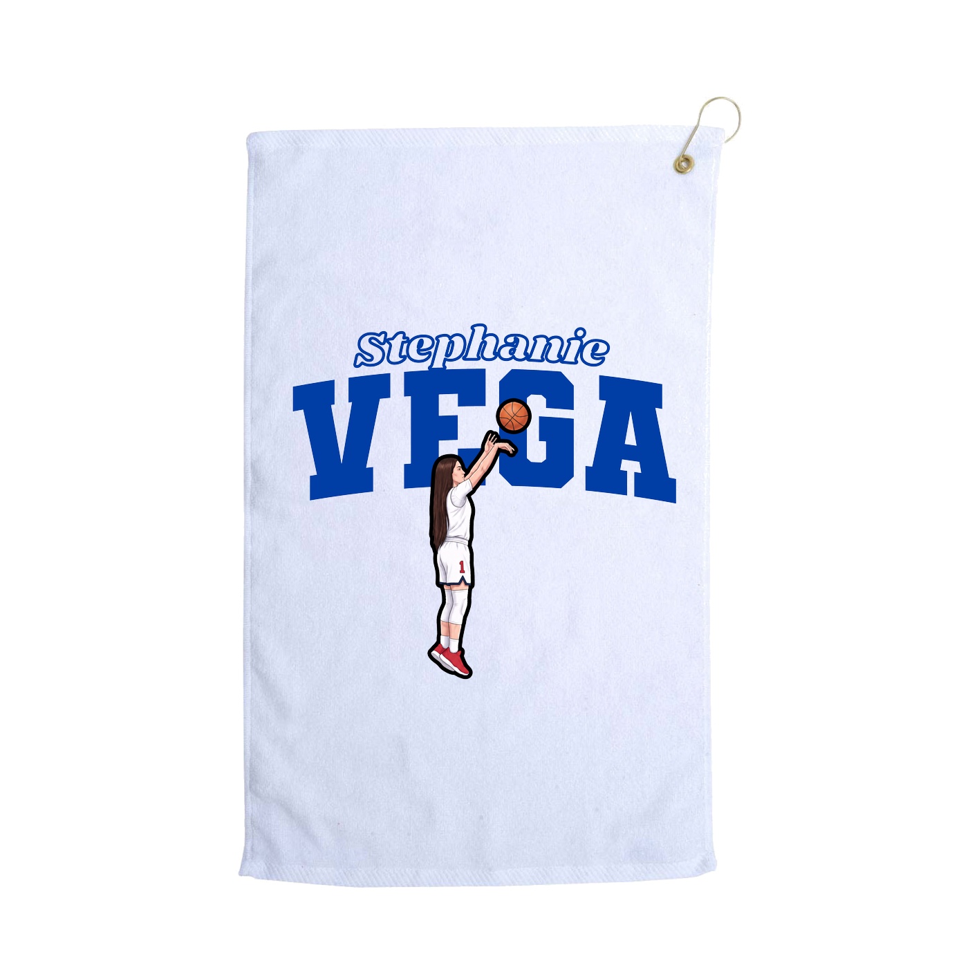 Golf Towel — Name Arch in White