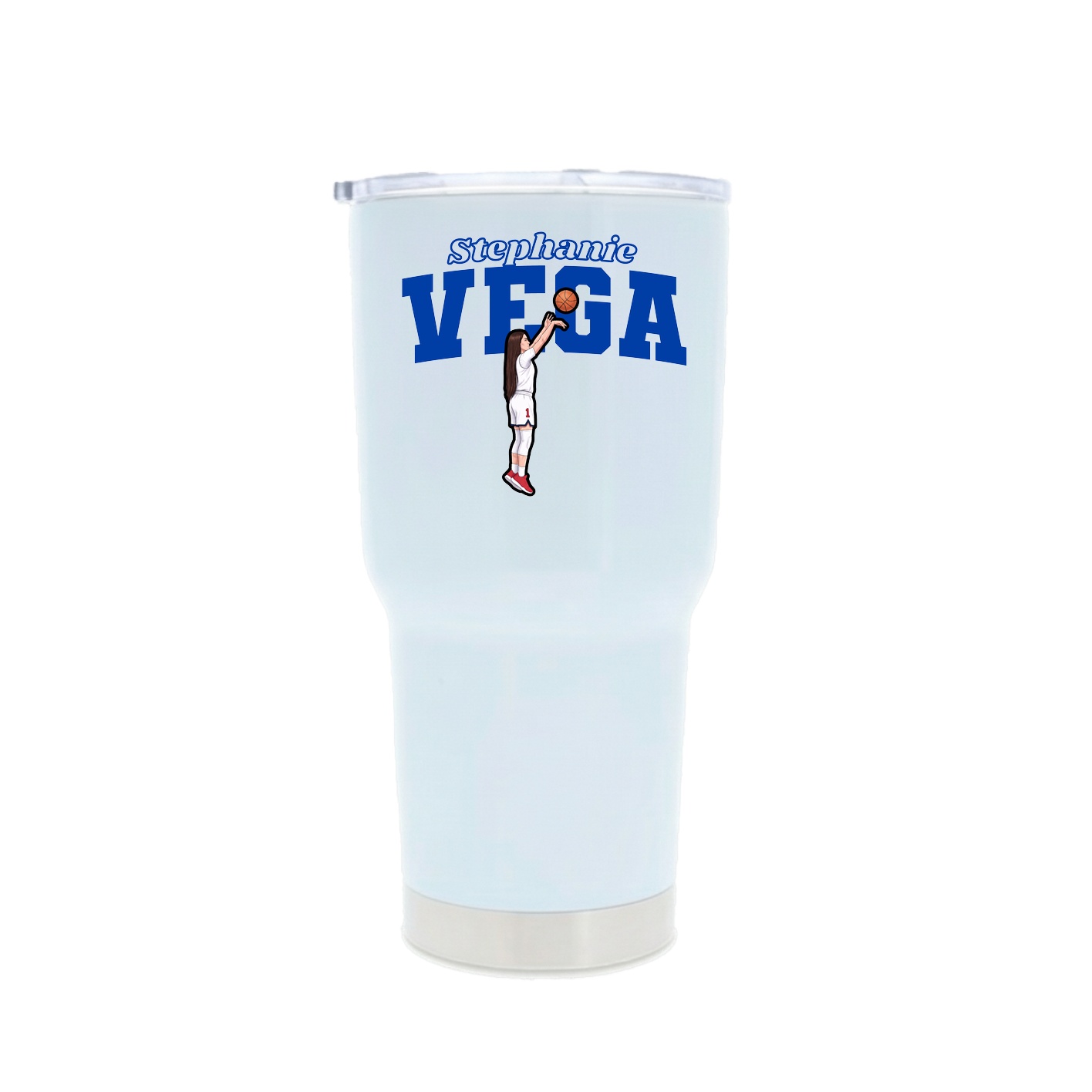 30oz Stainless Steel Tumbler — Name Arch in White