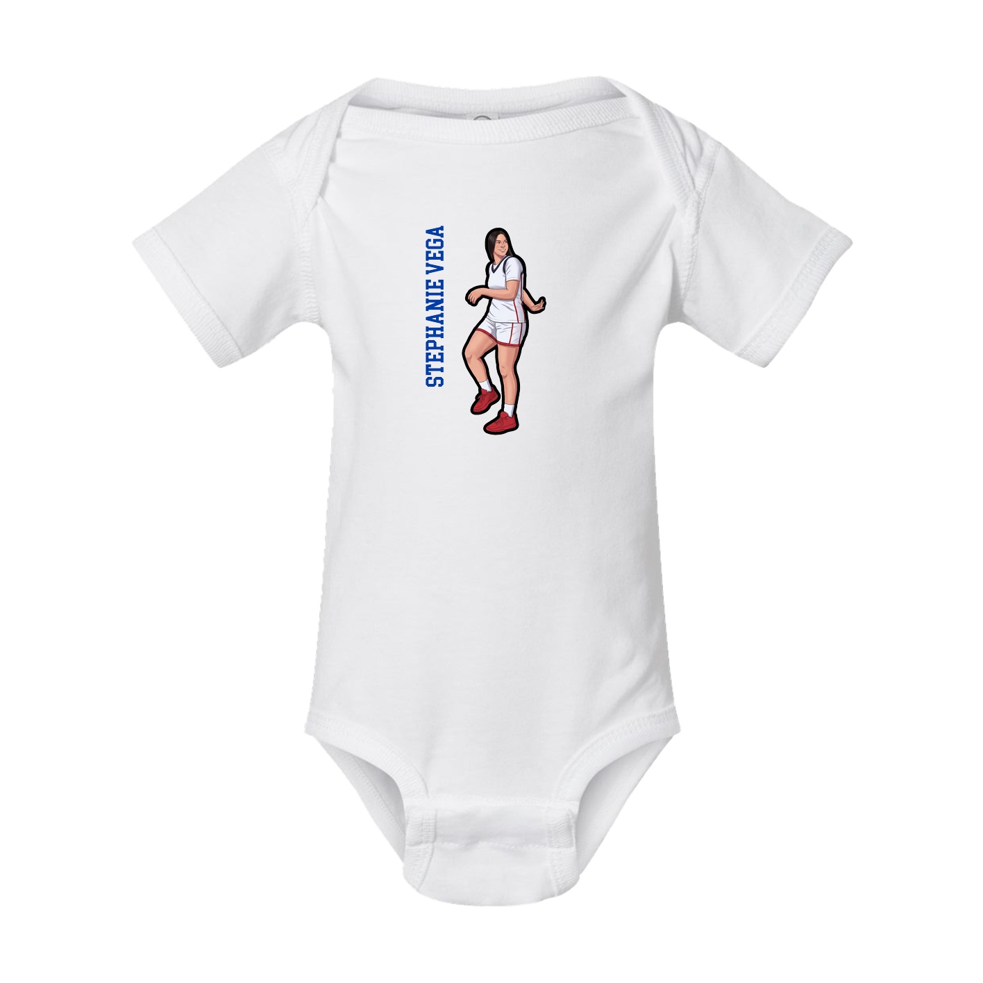 Baby Onesie — Name Vertical in White
