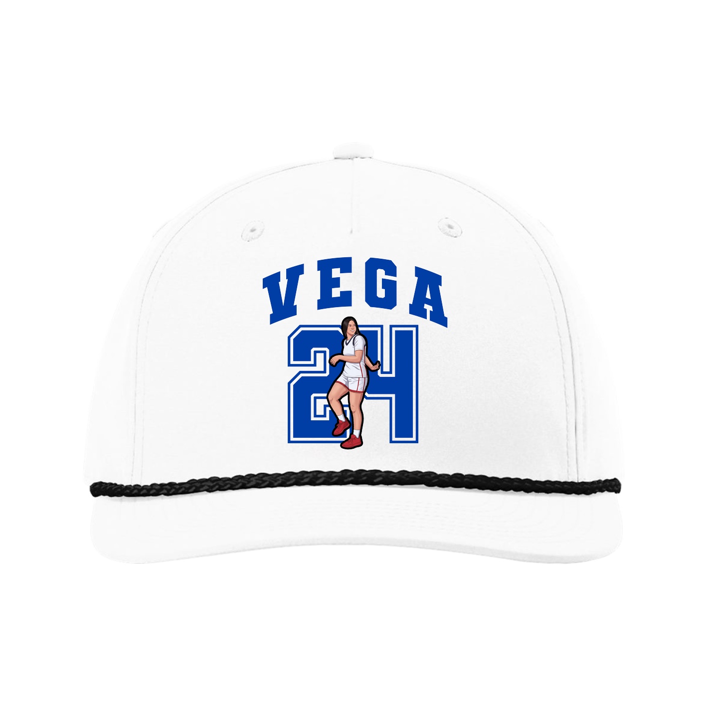 Five-Panel Classic Rope Cap — Number in White