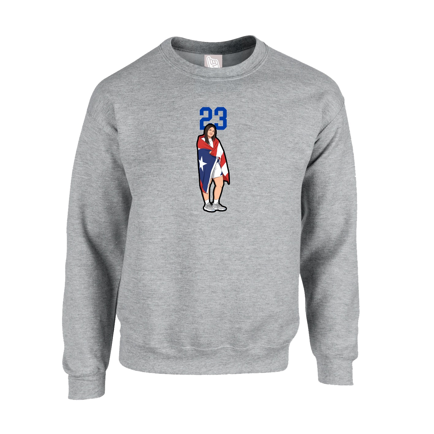 Fleece Crew — Number Top in Grey