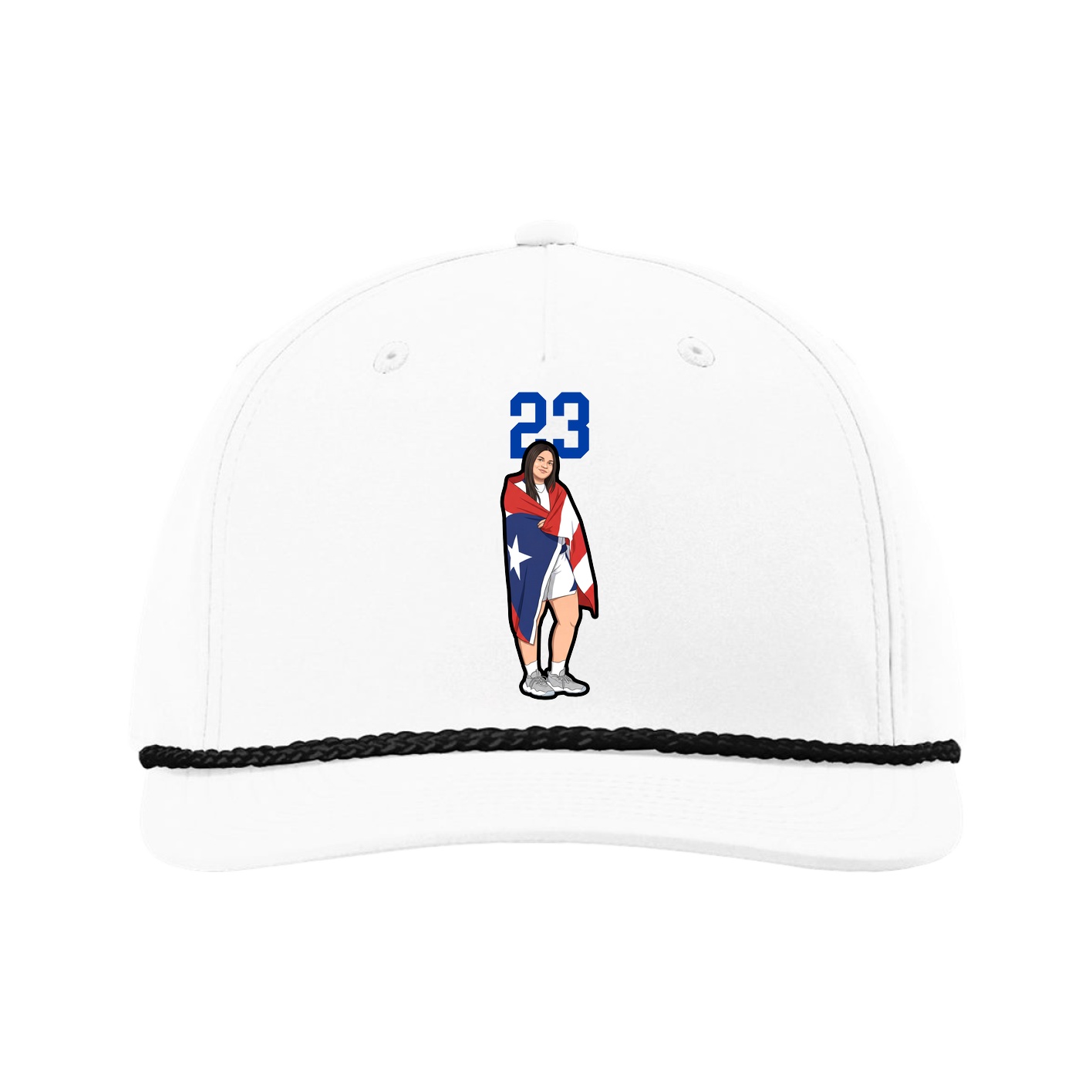 Five-Panel Classic Rope Cap — Number Top in White