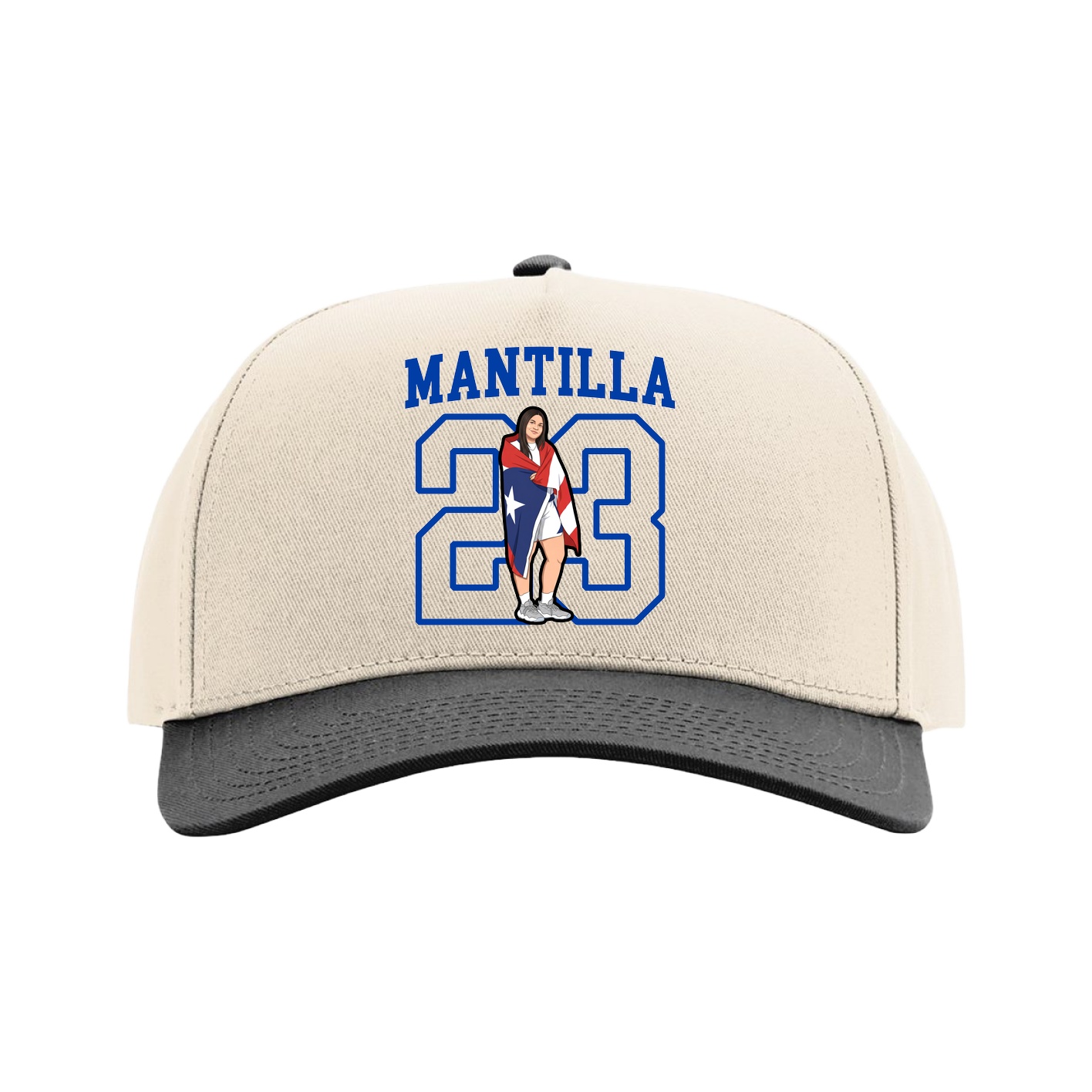 Full Fabric Five-Panel Champ Cap — Shirsey in Cream/Black