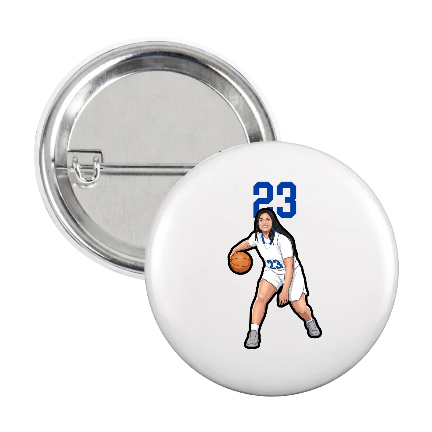 Game Day Button — Number Top in White