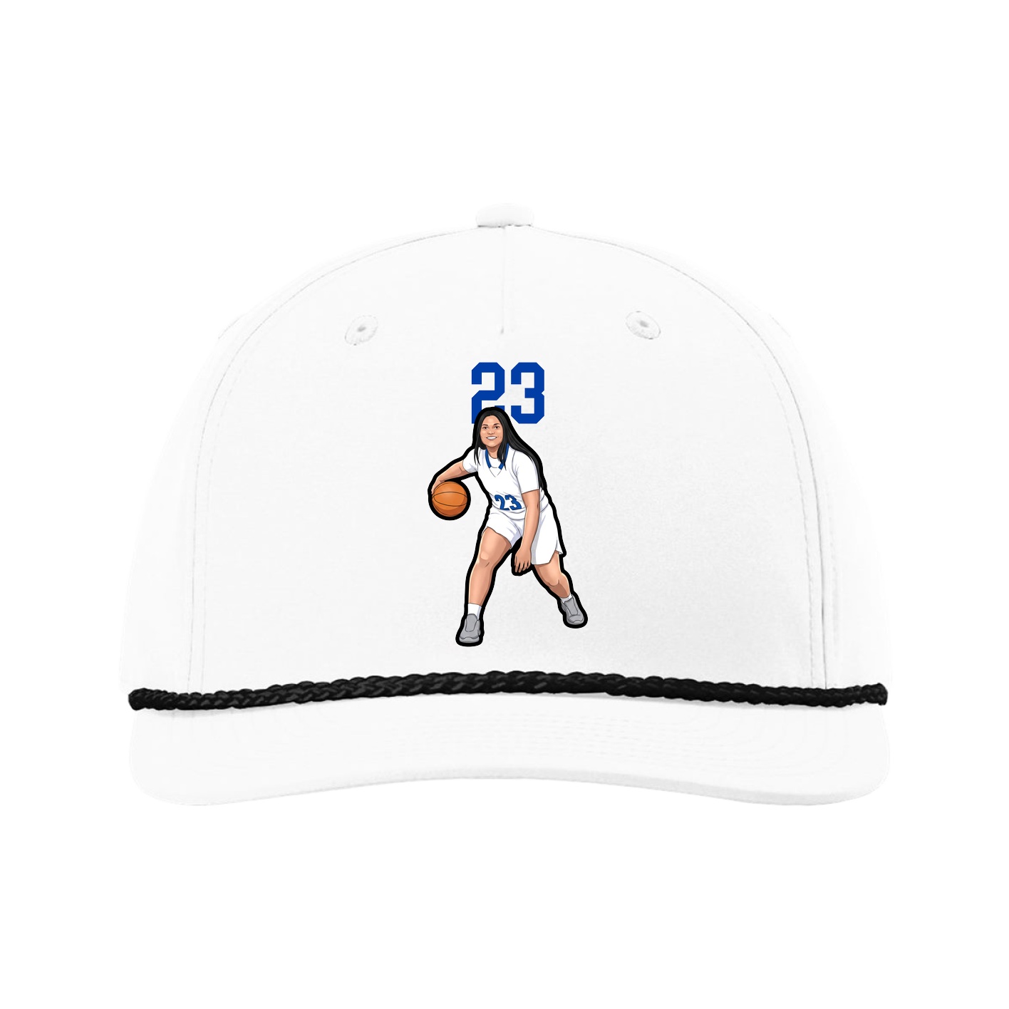 Five-Panel Classic Rope Cap — Number Top in White