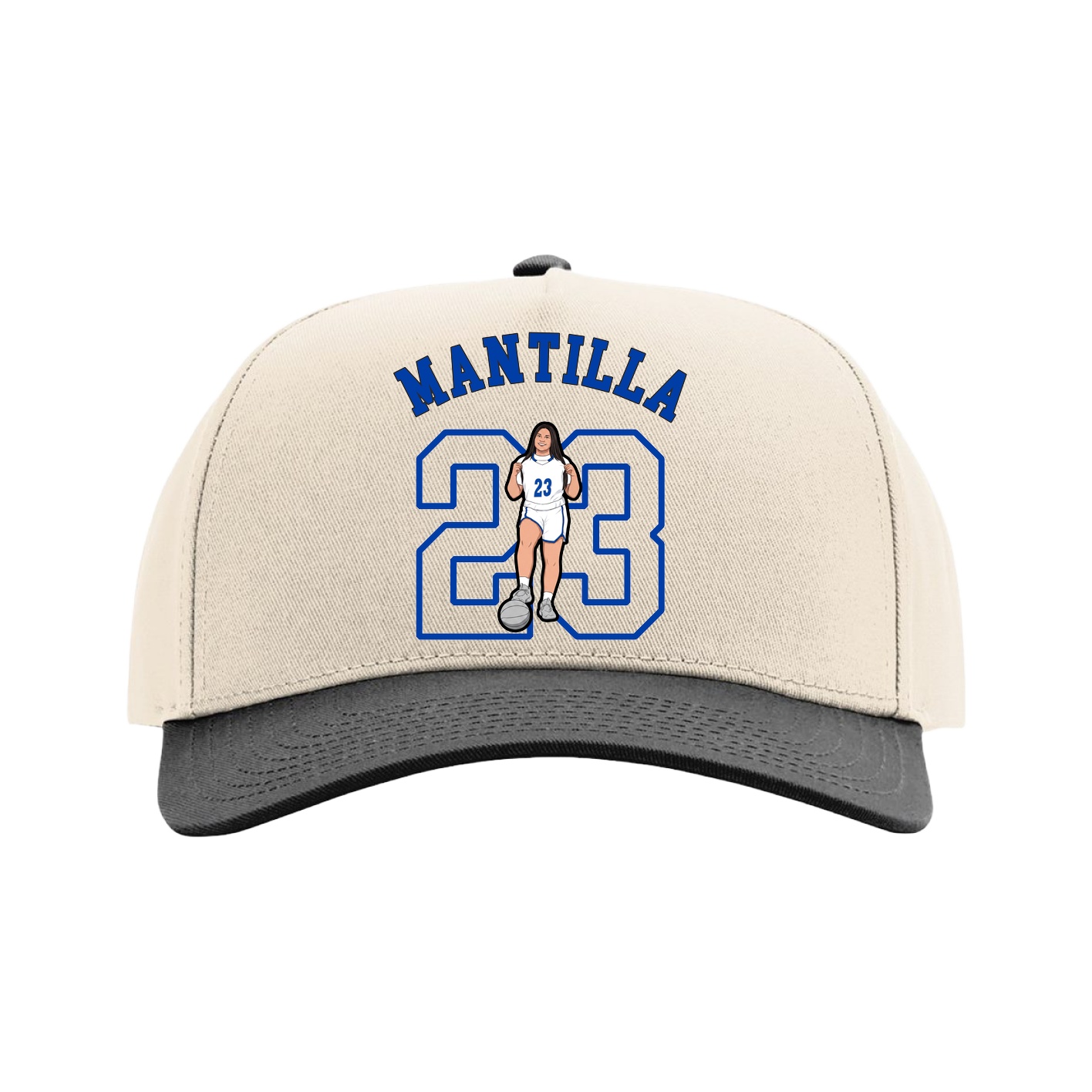 Full Fabric Five-Panel Champ Cap — Shirsey Arch in Cream/Black