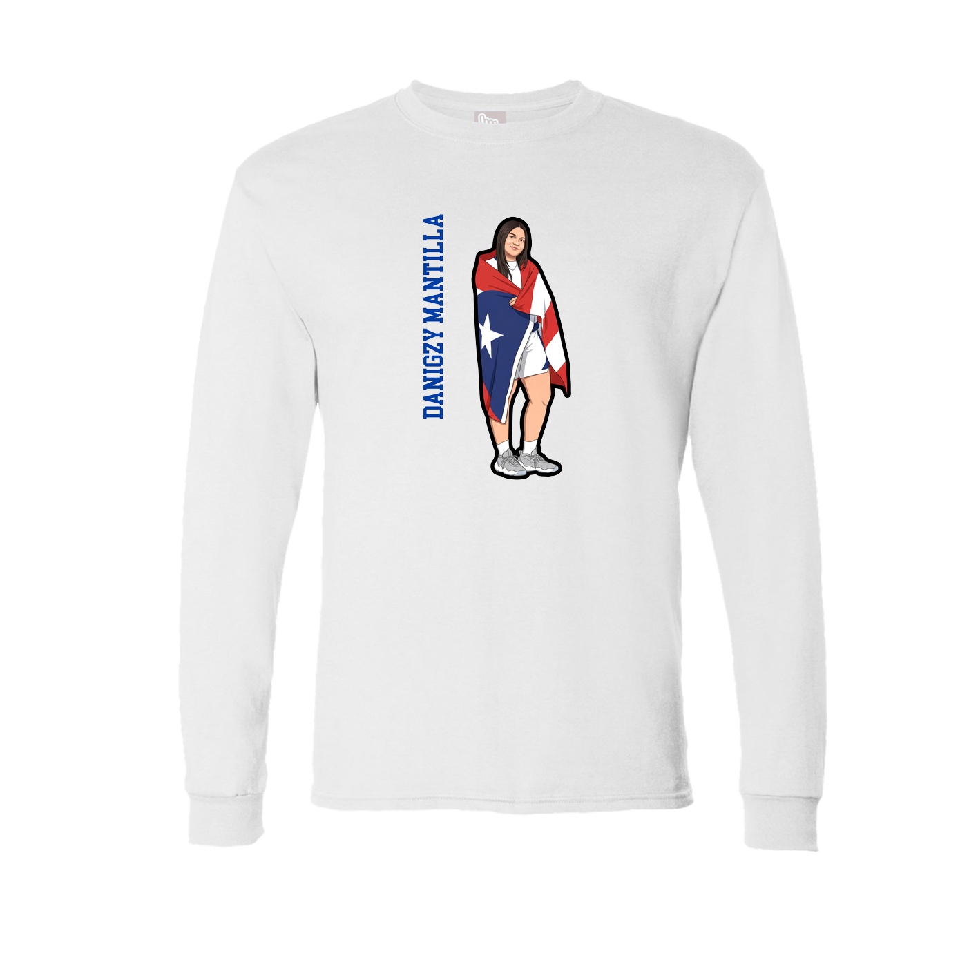 Long Sleeve Tee — Name Vertical in White