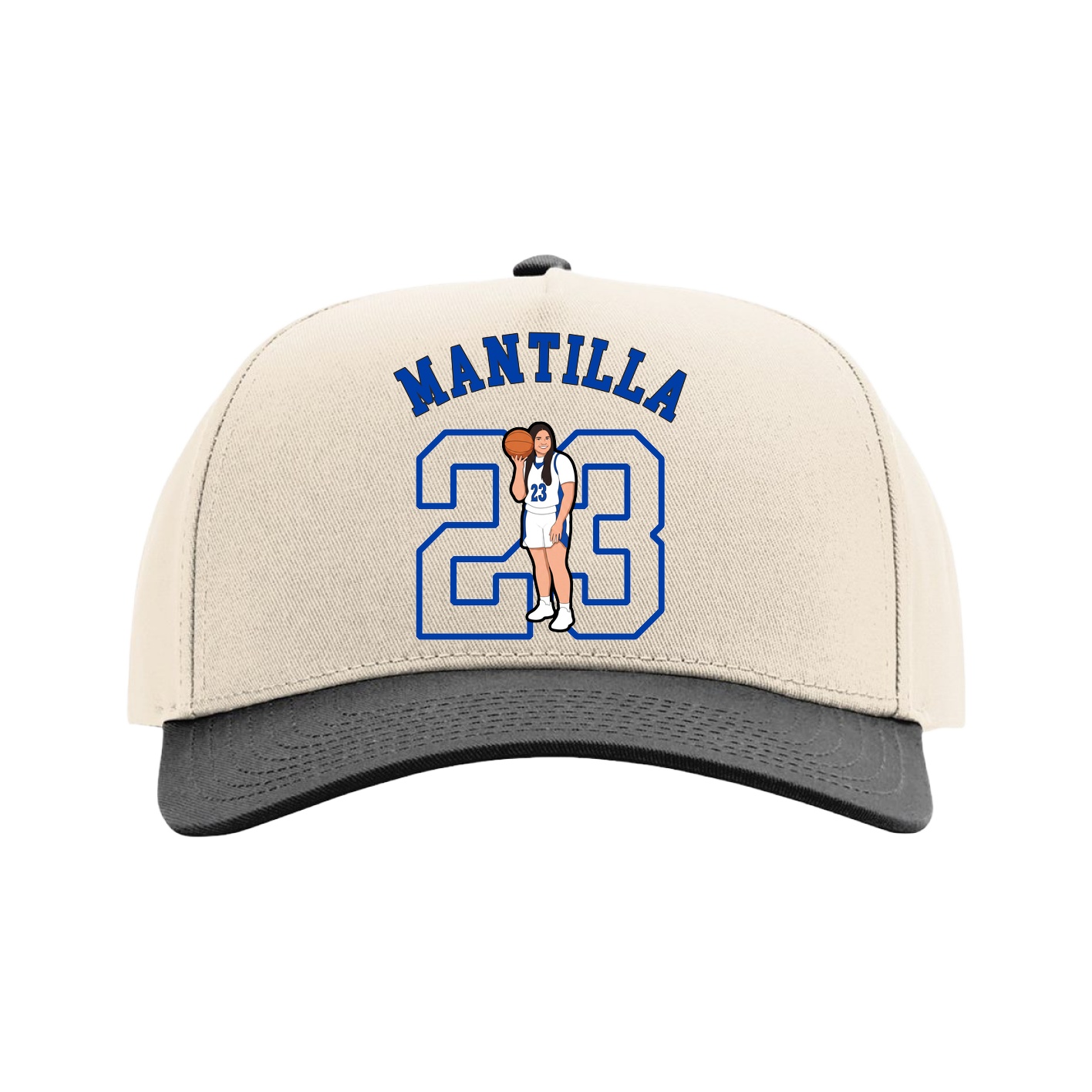 Full Fabric Five-Panel Champ Cap — Shirsey Arch in Cream/Black