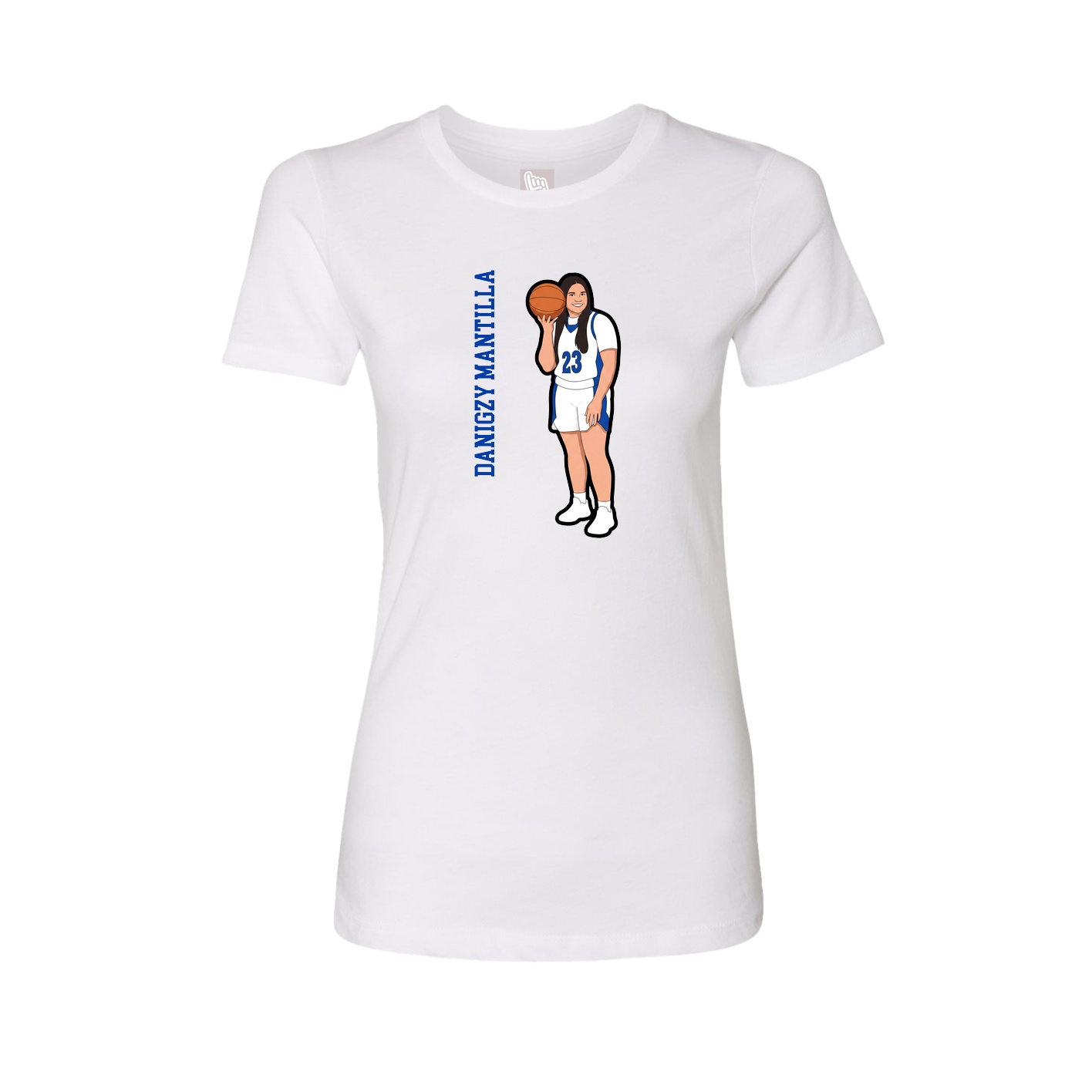 Womens Tee — Name Vertical in White