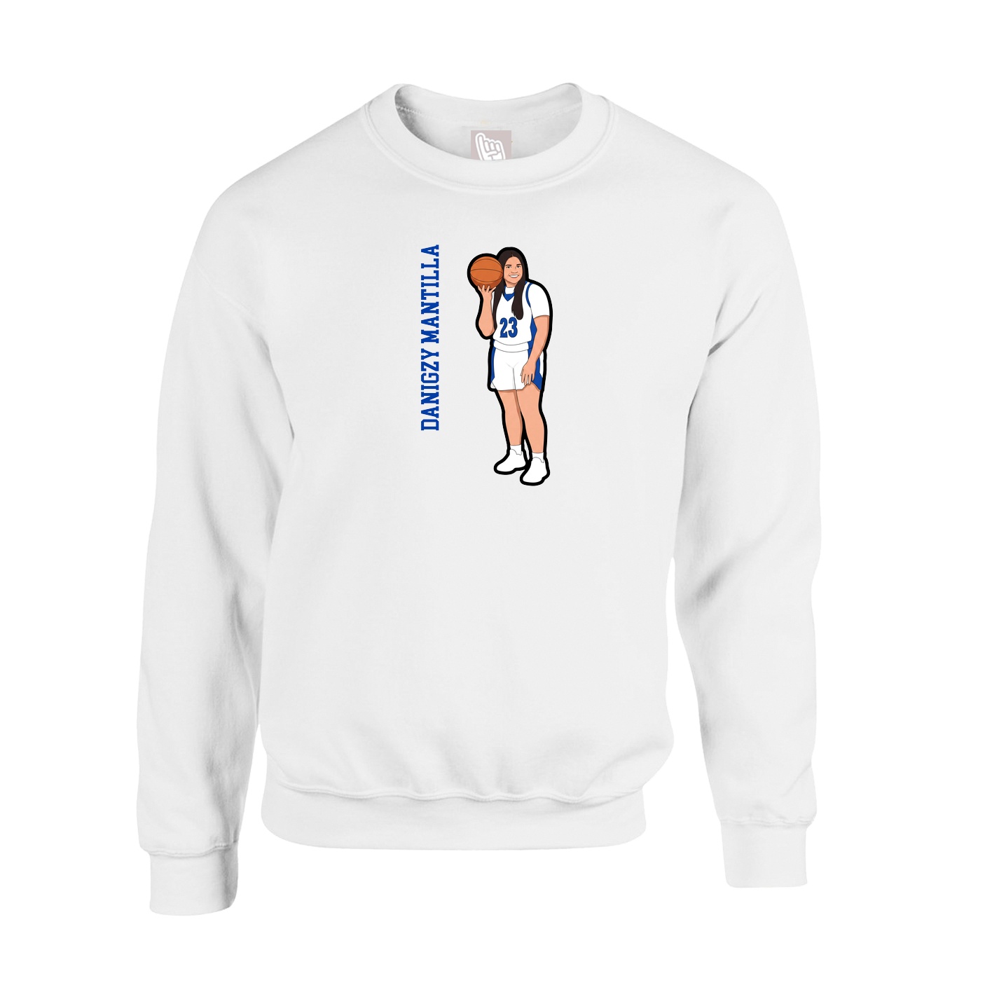 Fleece Crew — Name Vertical in White