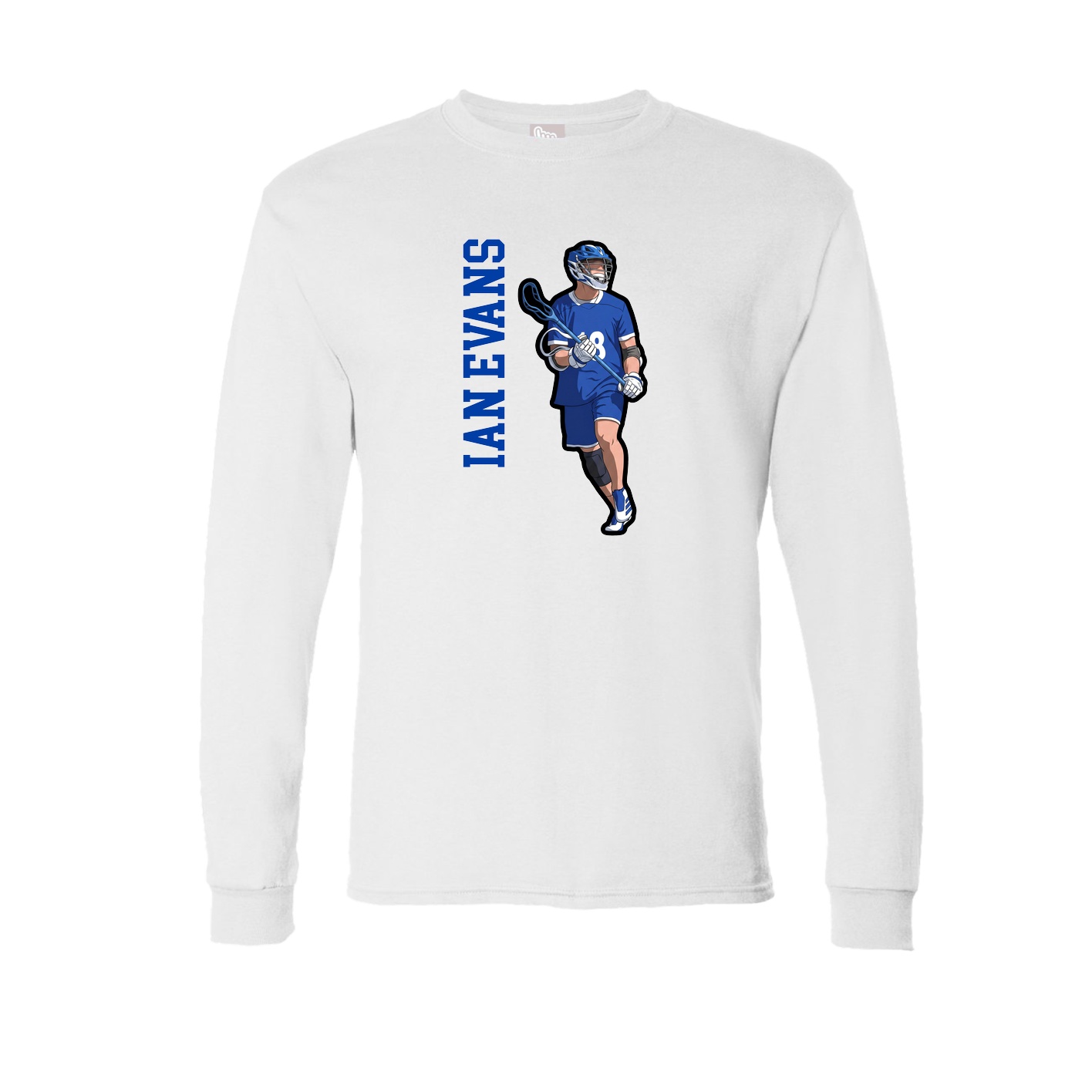Long Sleeve Tee — Name Vertical in White