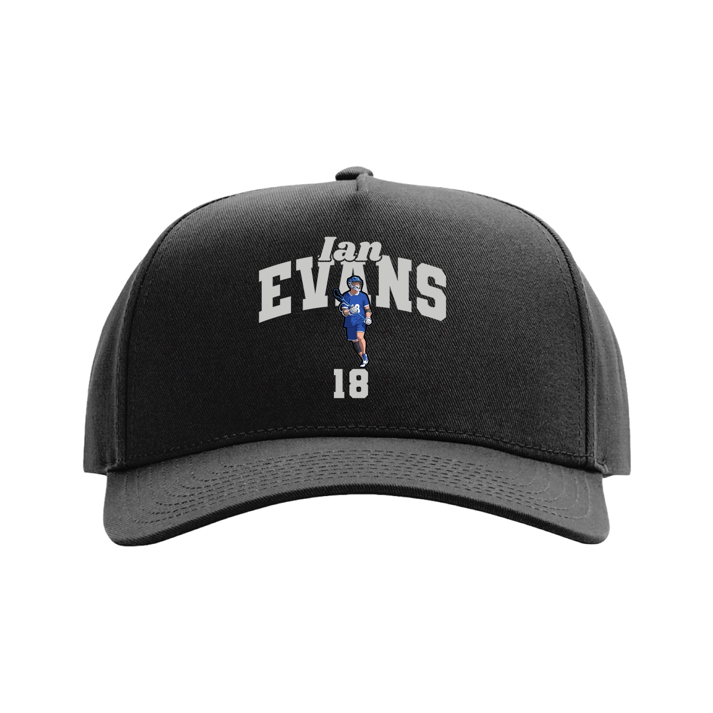 Full Fabric Five-Panel Champ Cap — Signature Arch in Black