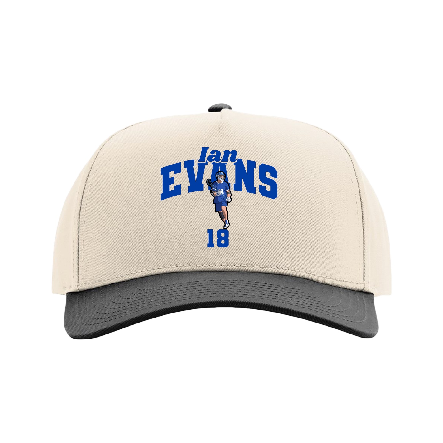 Full Fabric Five-Panel Champ Cap — Signature Arch in Cream/Black