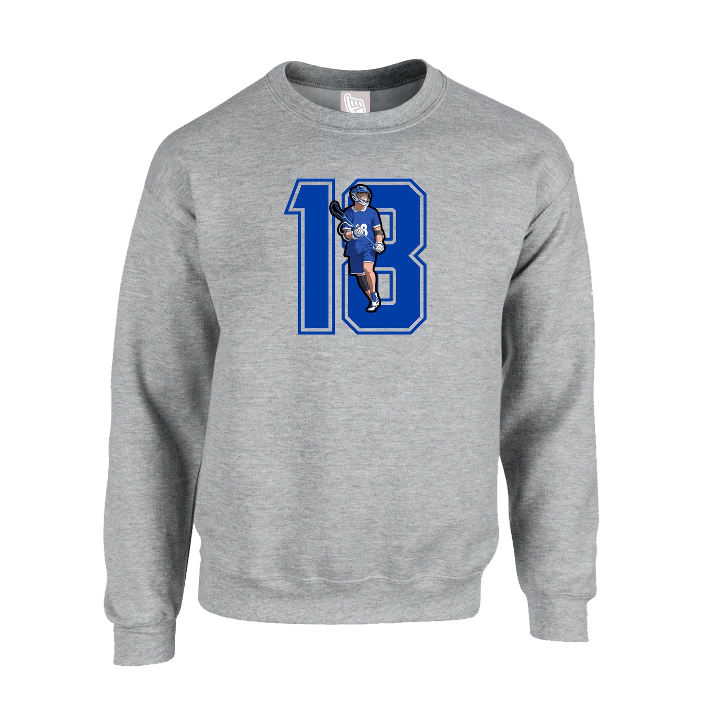 Fleece Crew — Number in Grey