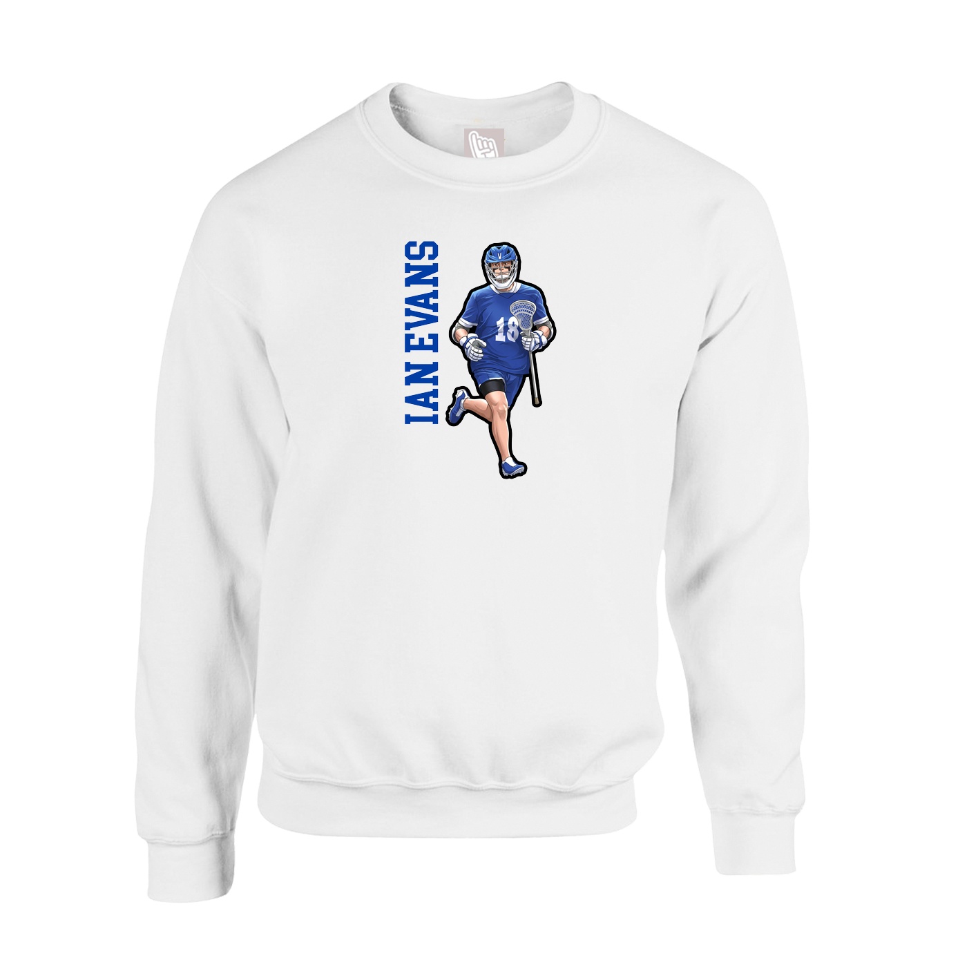 Fleece Crew — Name Vertical in White